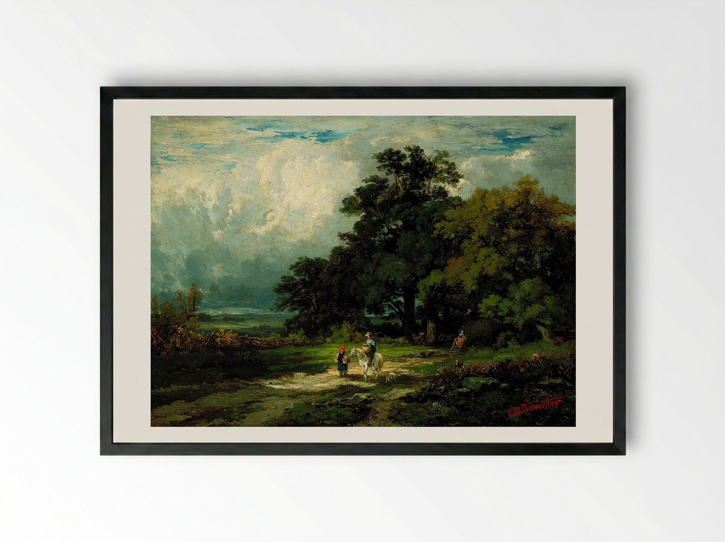 Man on a Horse - Edward Mitchell Bannister - Framed Print Black