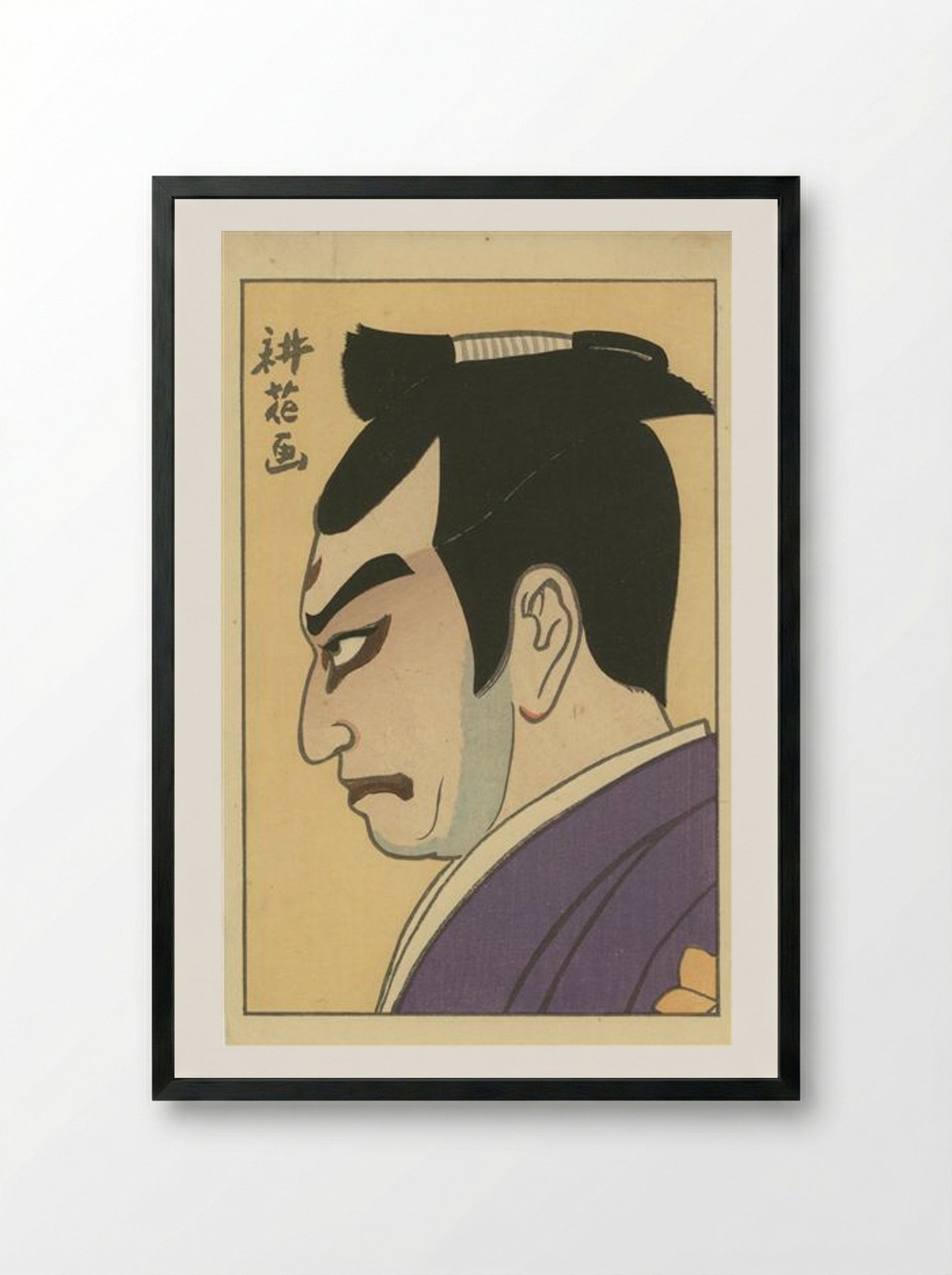 Kōshirō in the role of Mitsuhide - Yamamura Toyonari - Framed Print Black