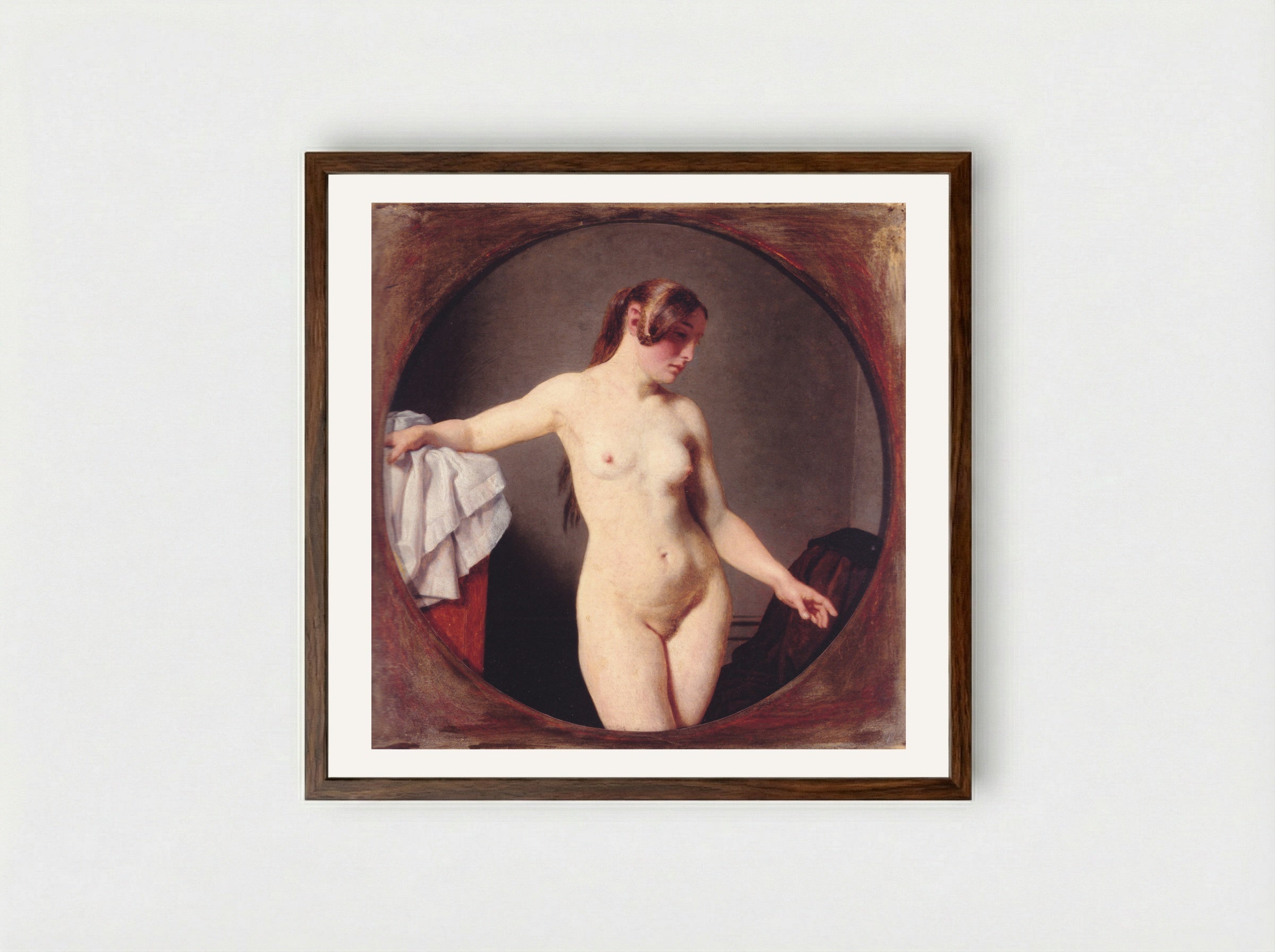 Female Model, Florentine - Christoffer Wilhelm Eckersberg - Framed Print Dark Wood