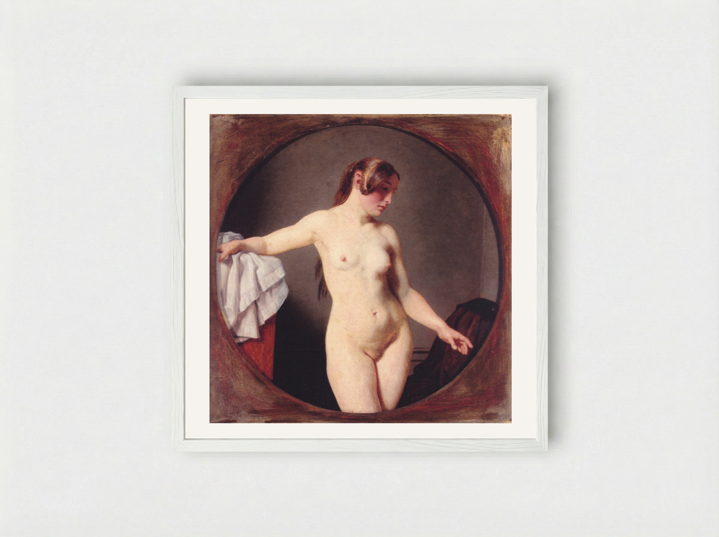 Female Model, Florentine - Christoffer Wilhelm Eckersberg - Framed Print White
