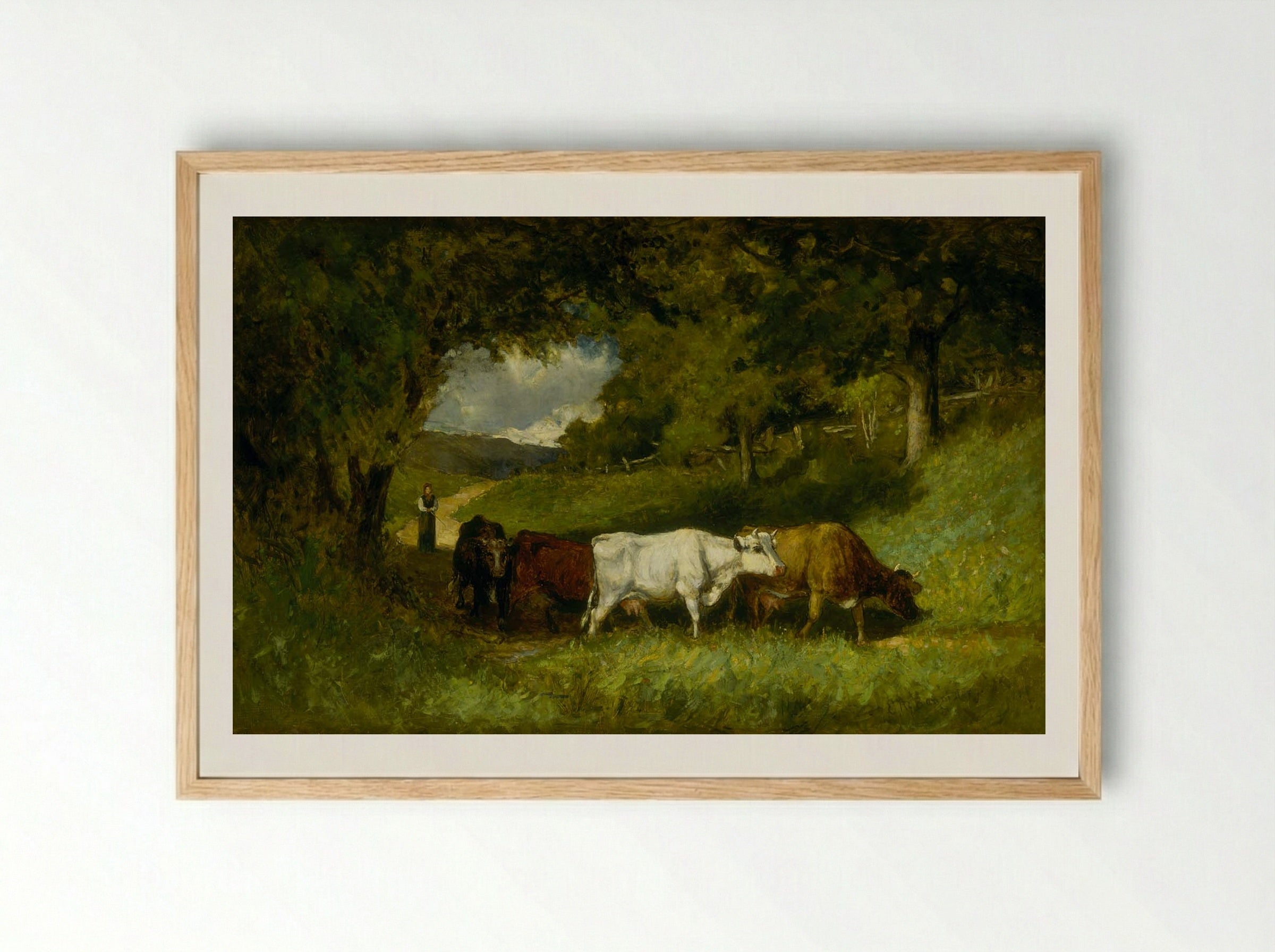 Driving Home the Cows - Edward Mitchell Bannister - Framed Print Wood