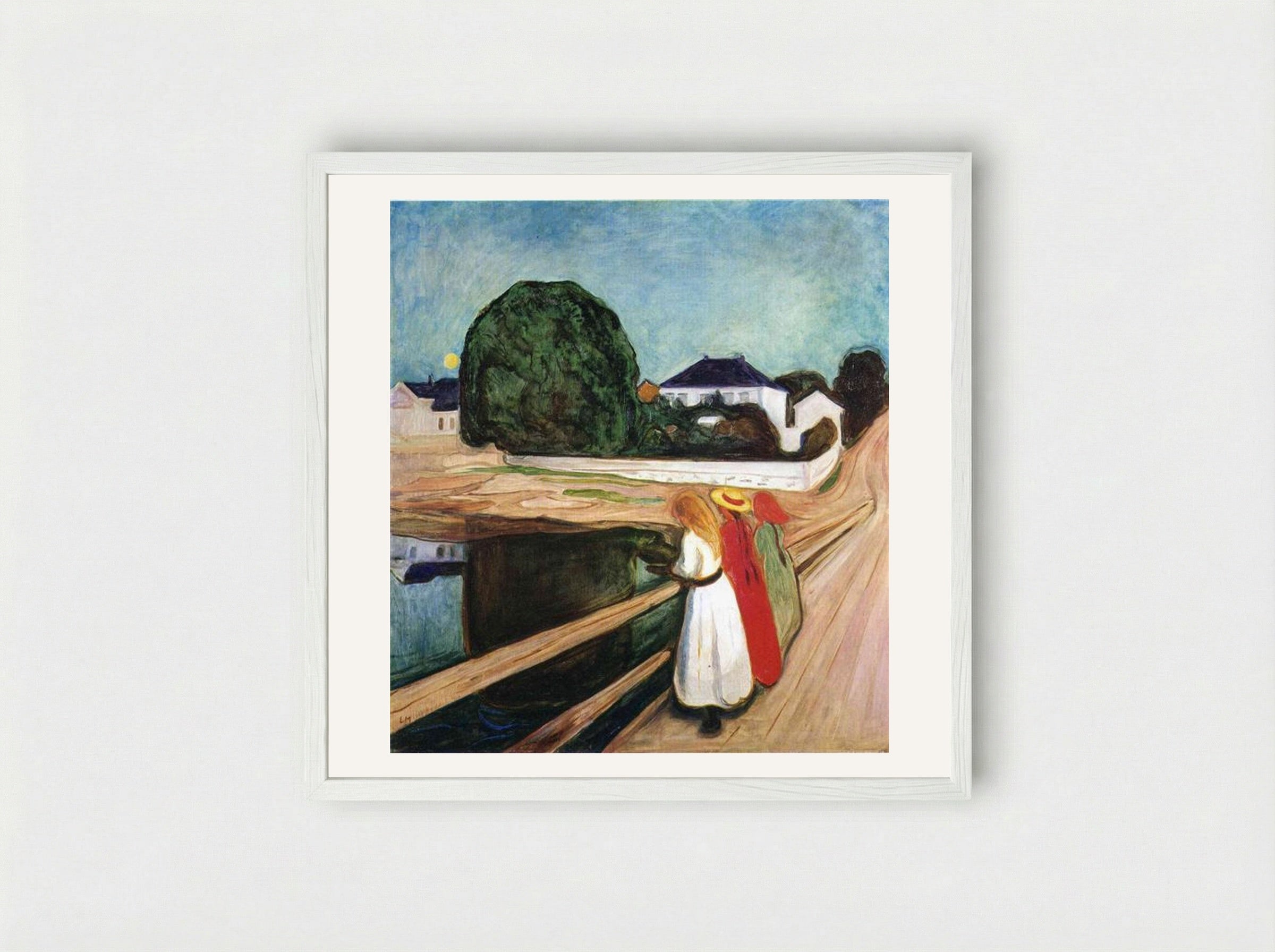 The Girls on the Bridge - Edvard Munch - Framed Print White