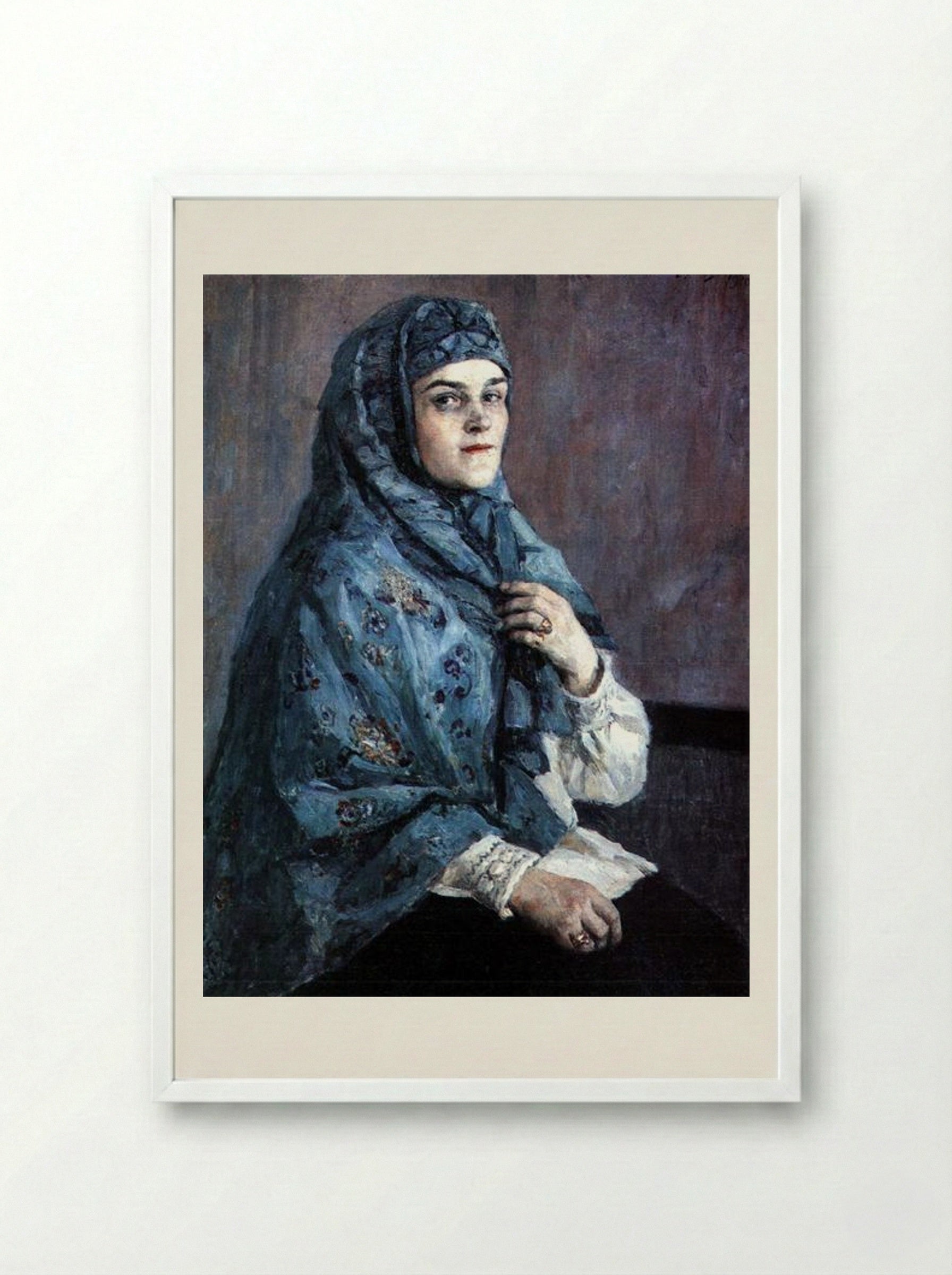 Portrait of Princess P. I. Shcherbatova - Vasily Surikov - Framed Print White