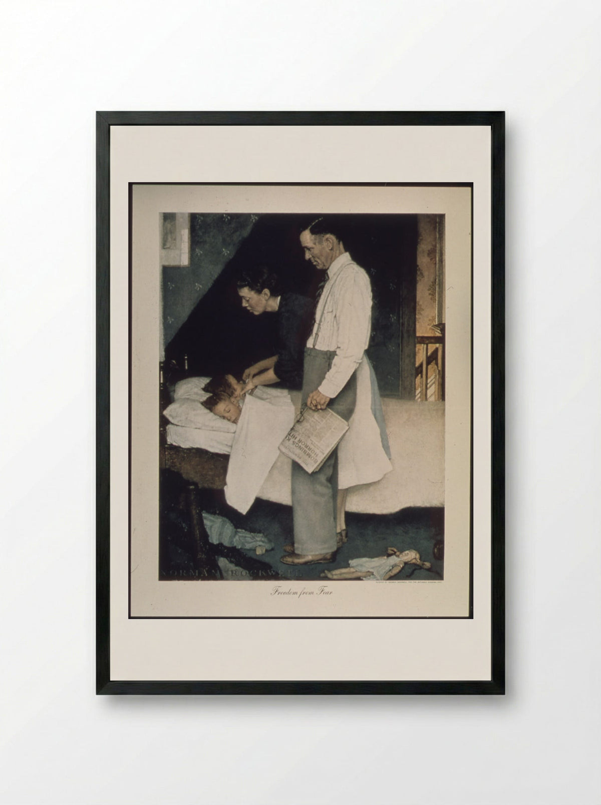 Freedom From Fear - Norman Rockwell - Framed Print Black