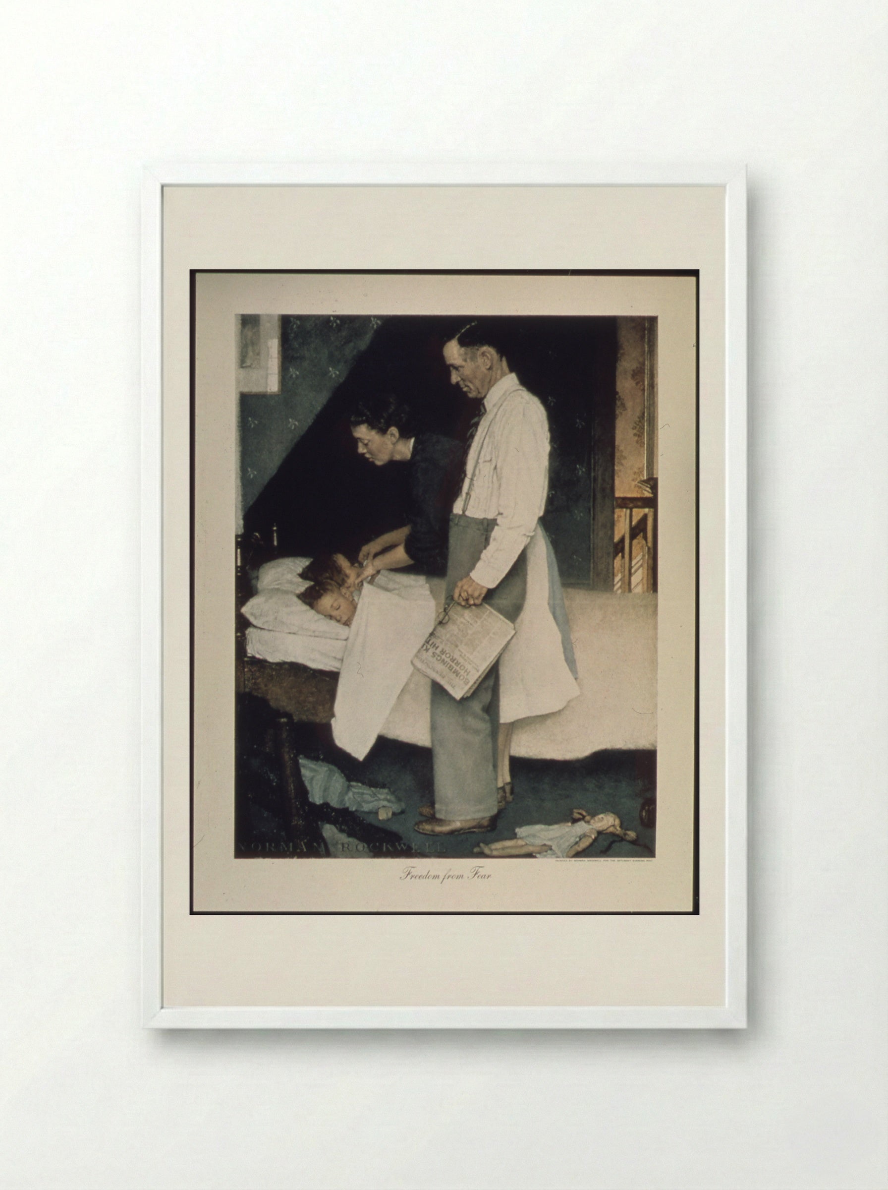 Freedom From Fear - Norman Rockwell - Framed Print White