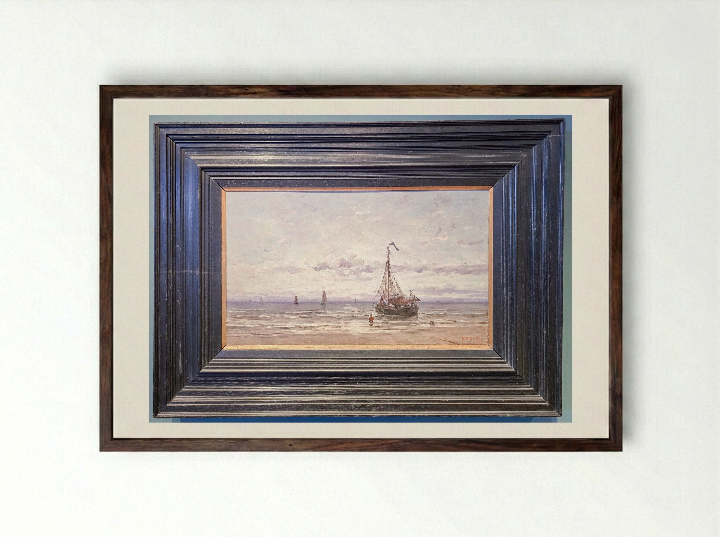 Zeegezicht - Hendrik Willem Mesdag - Framed Print Dark Wood