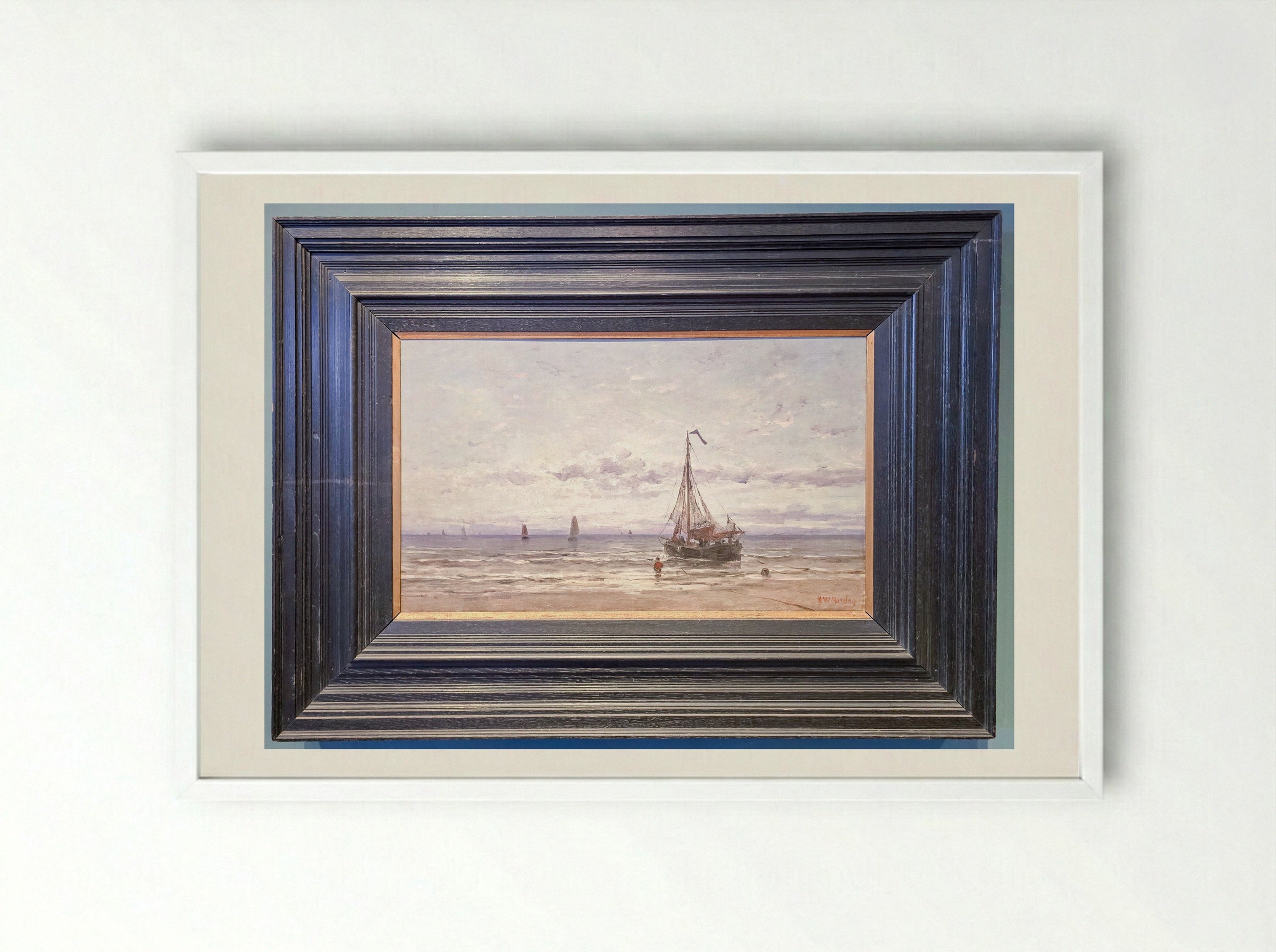 Zeegezicht - Hendrik Willem Mesdag - Framed Print White