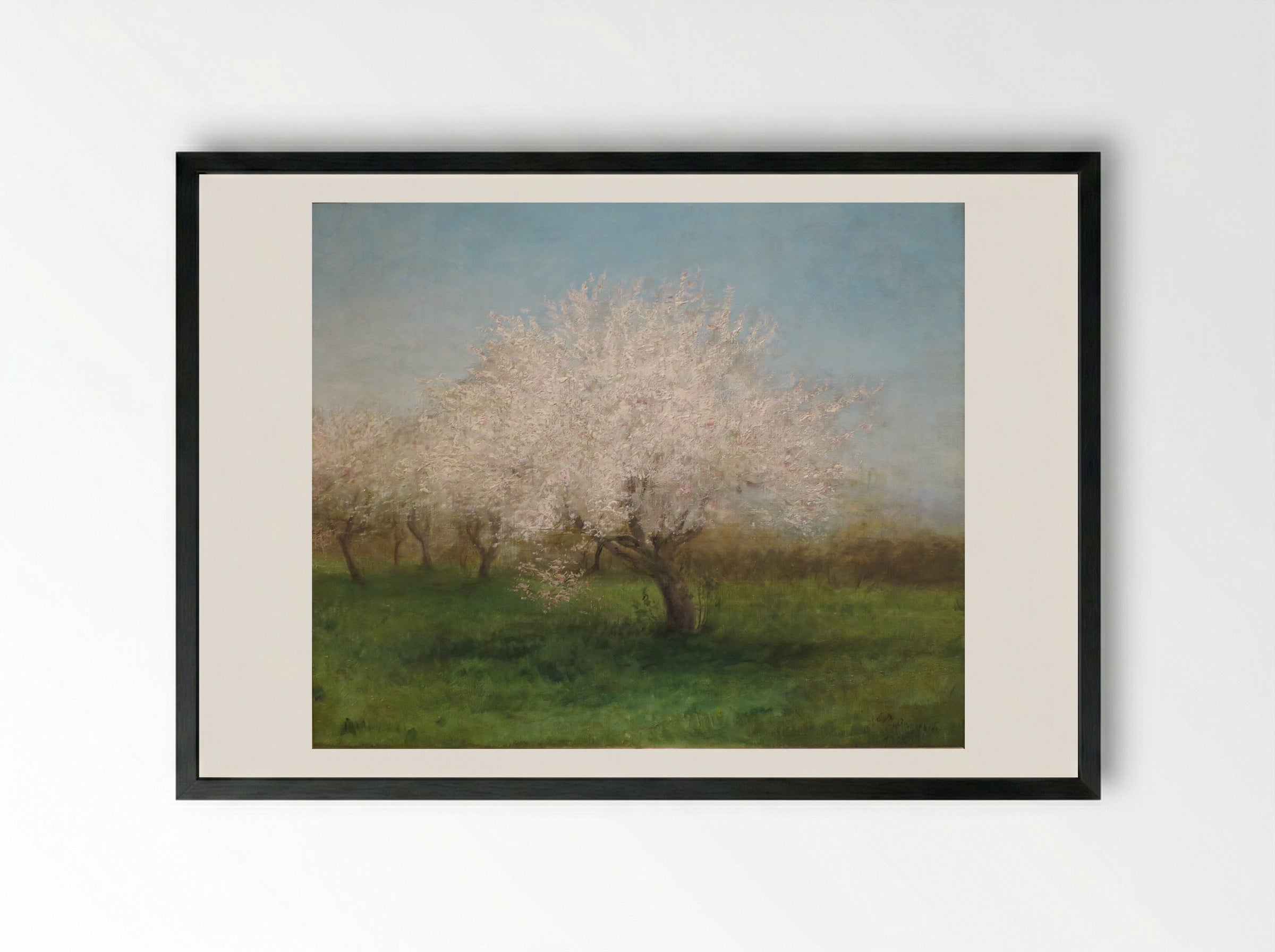 Apple Trees in a Meadow - Edward Mitchell Bannister - Framed Print Black