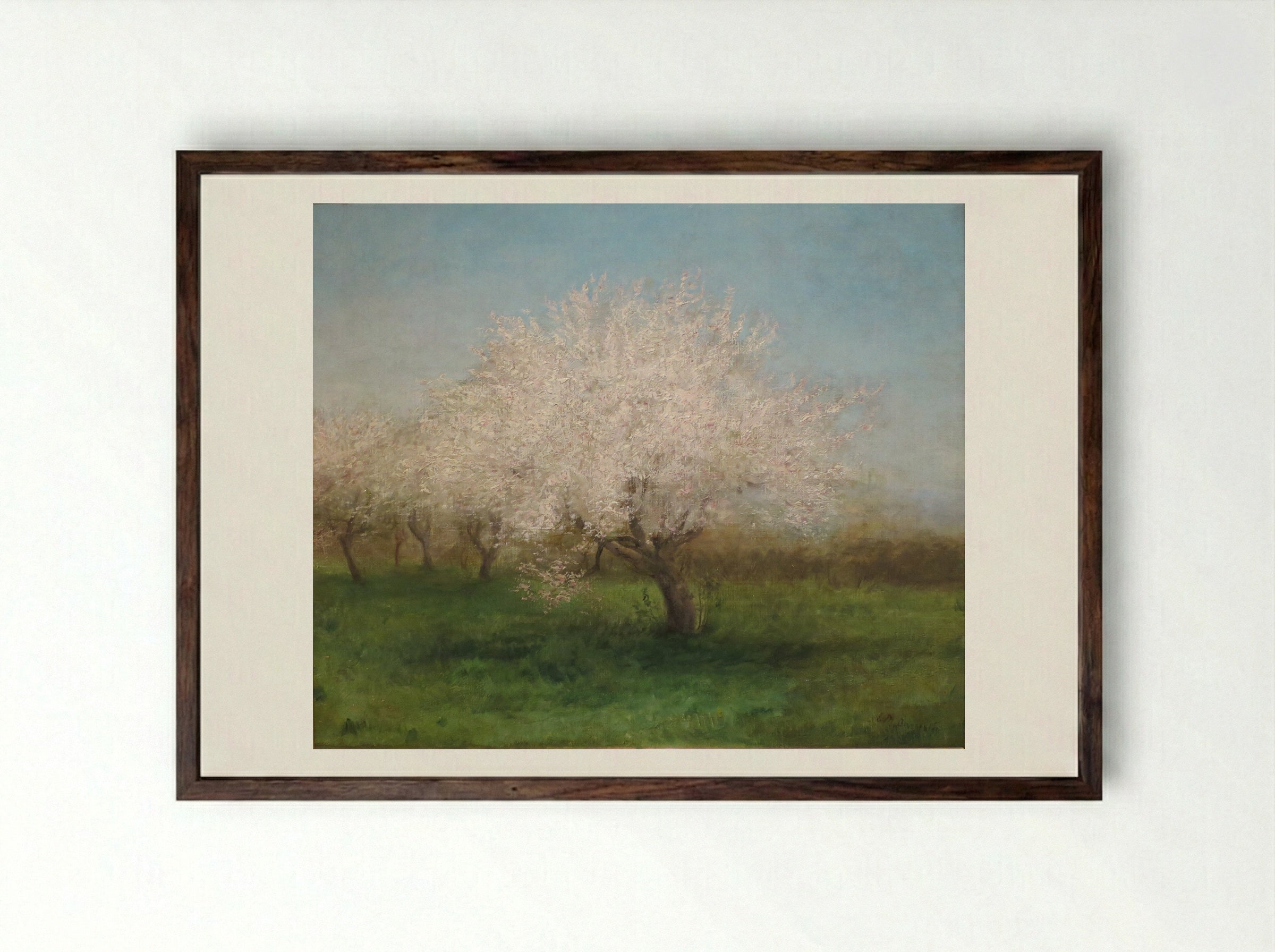 Apple Trees in a Meadow - Edward Mitchell Bannister - Framed Print Dark Wood