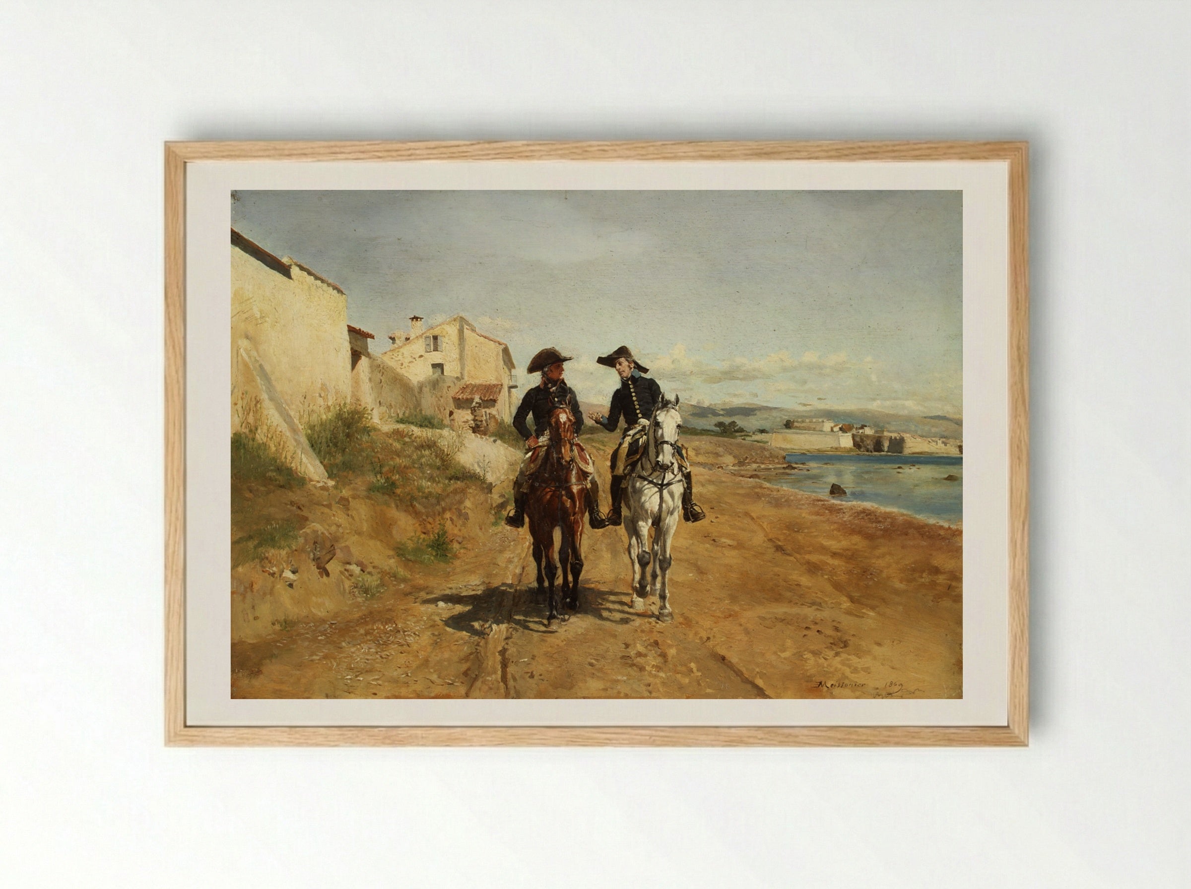 A General and His Aide-de-camp - Ernest Meissonier - Framed Print Wood
