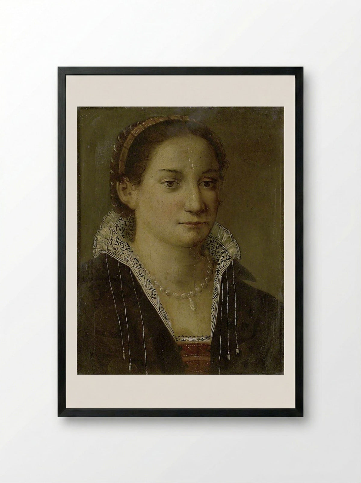 Portrait of a Woman - Agnolo Bronzino - Framed Print Black