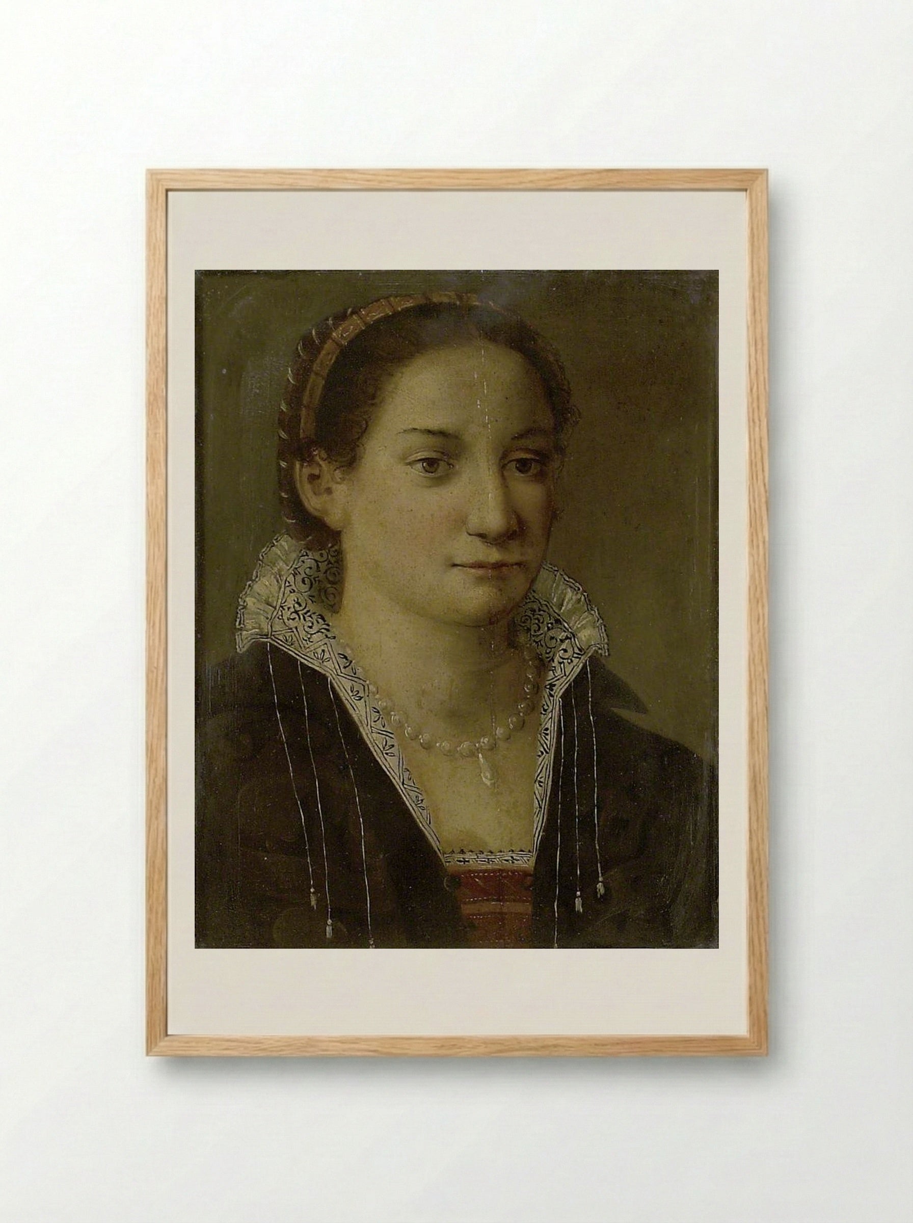 Portrait of a Woman - Agnolo Bronzino - Framed Print Wood
