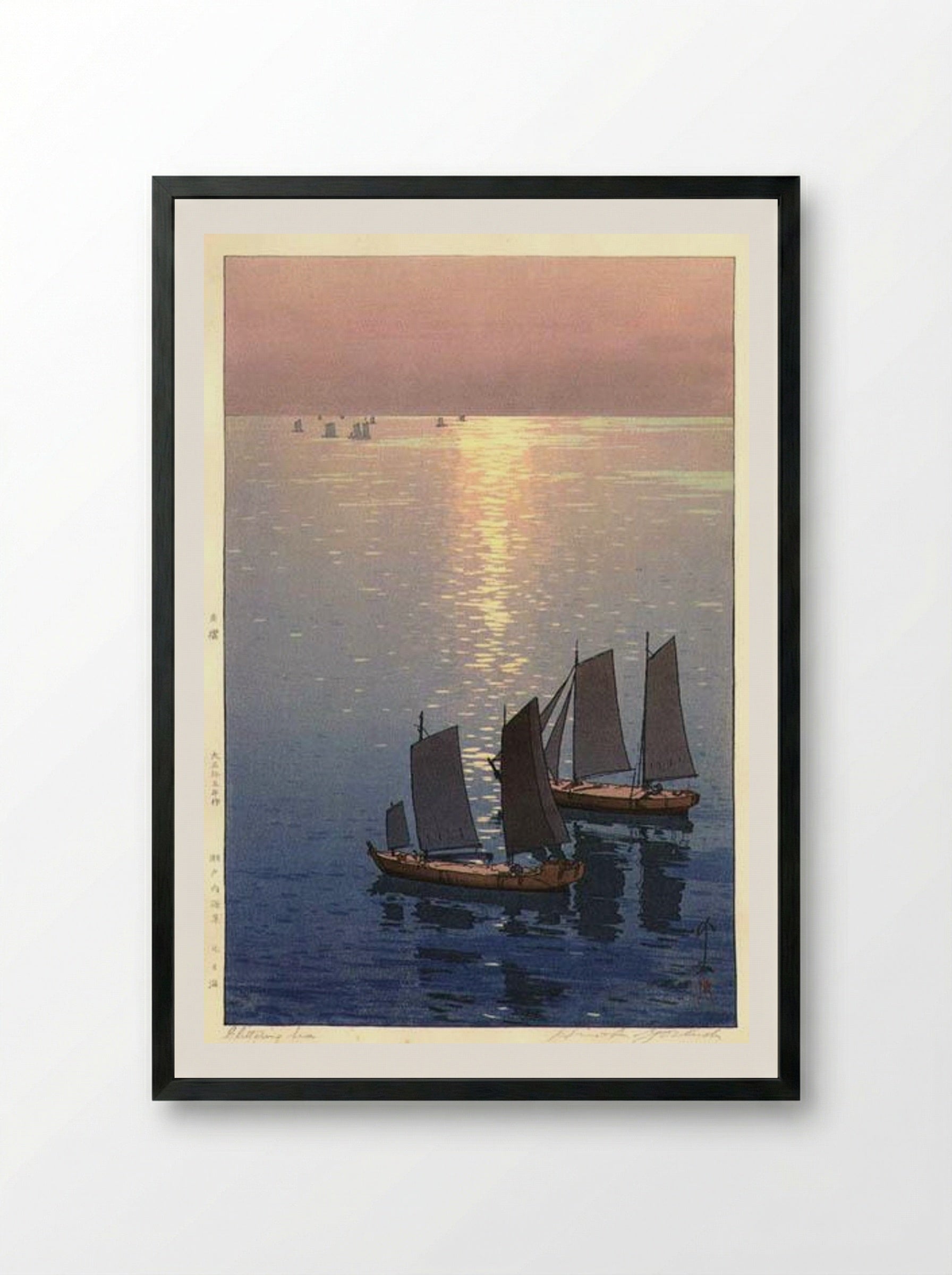 Glittering Sea - Hiroshi Yoshida - Framed Print Black