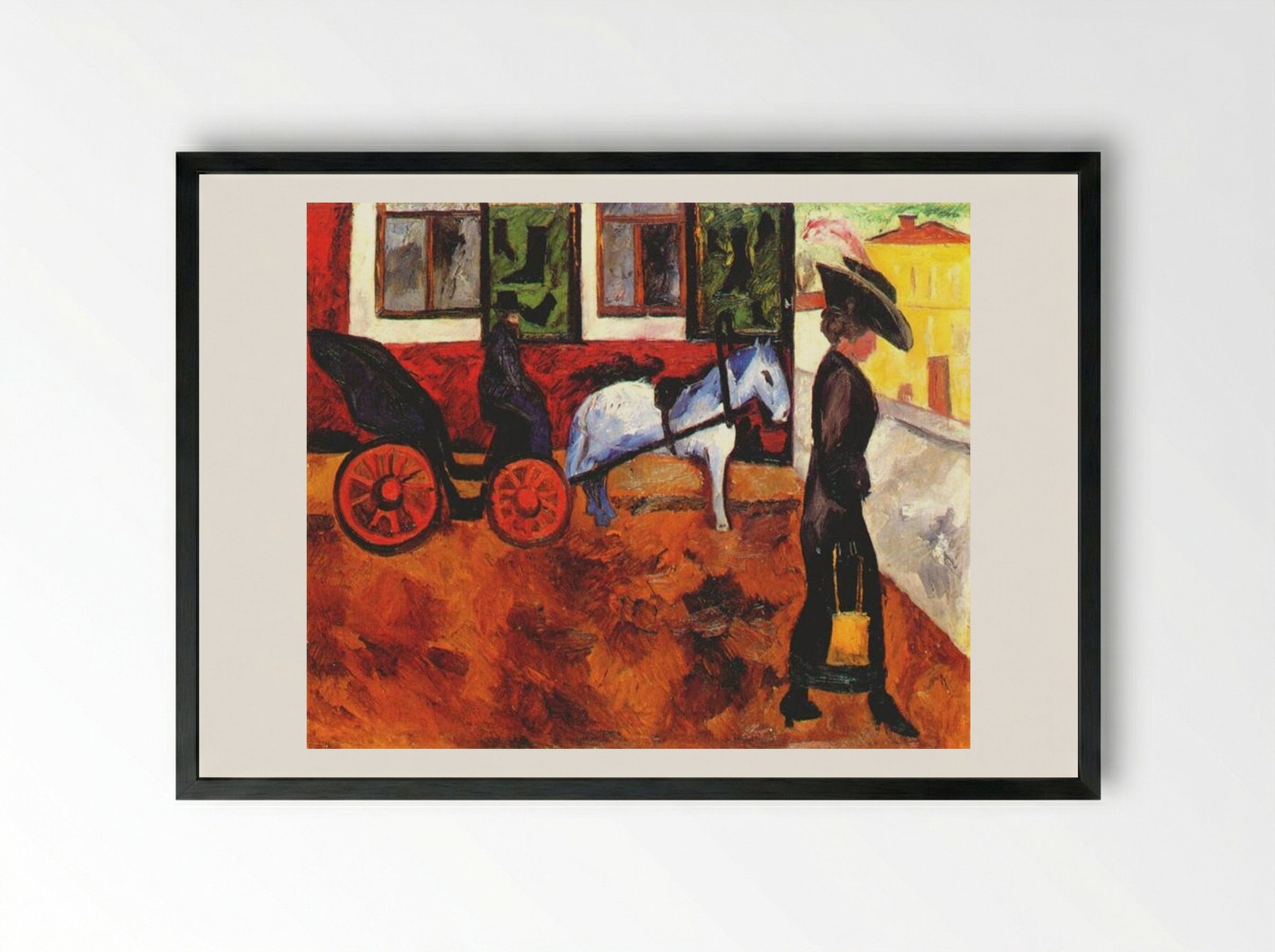 Moscow Street - Natalia Goncharova - Framed Print Black