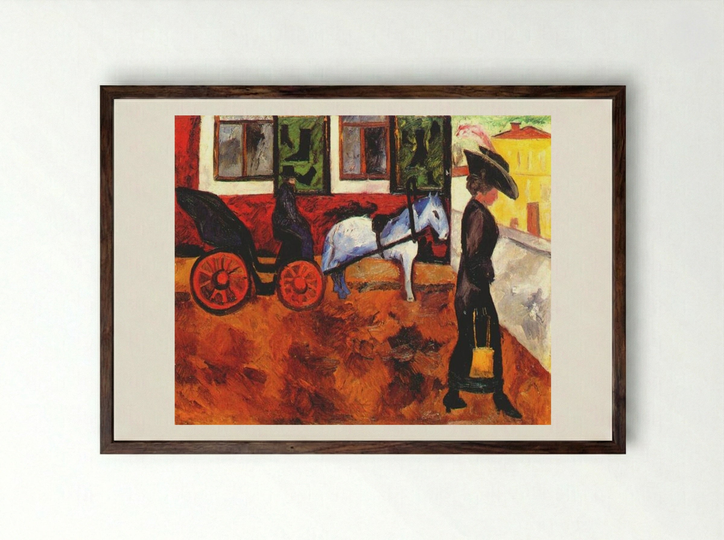 Moscow Street - Natalia Goncharova - Framed Print Dark Wood