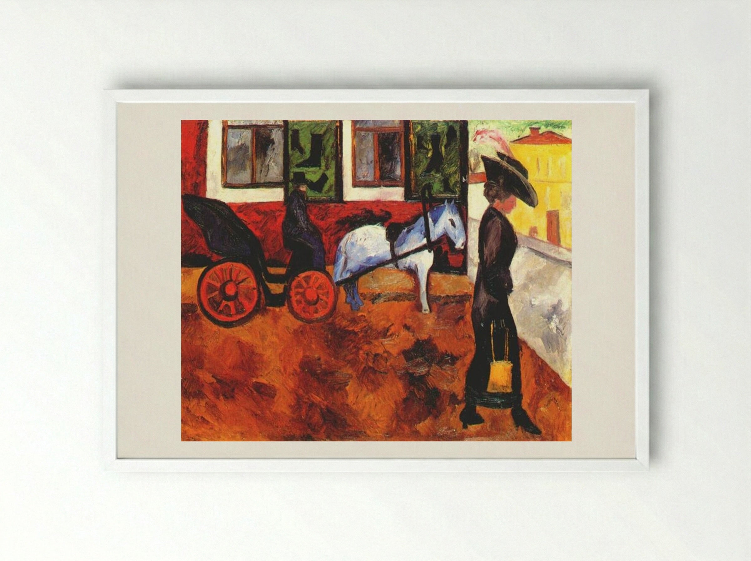 Moscow Street - Natalia Goncharova - Framed Print White