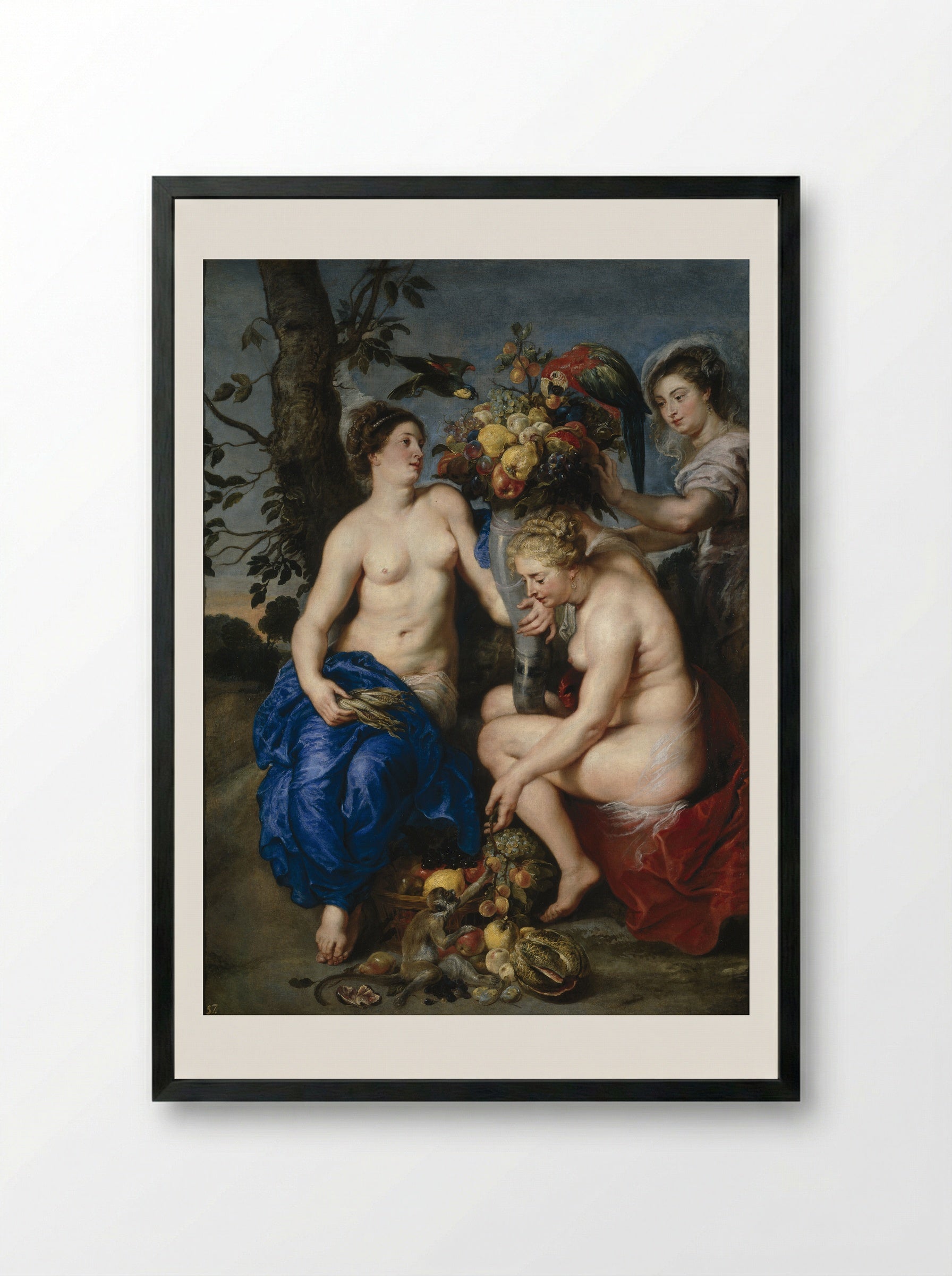 Ceres with two nymphs - Frans Snyders - Framed Print Black