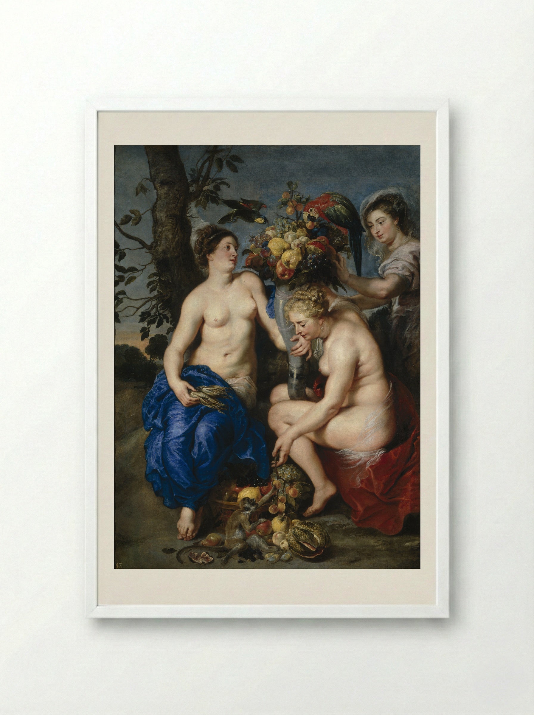 Ceres with two nymphs - Frans Snyders - Framed Print White