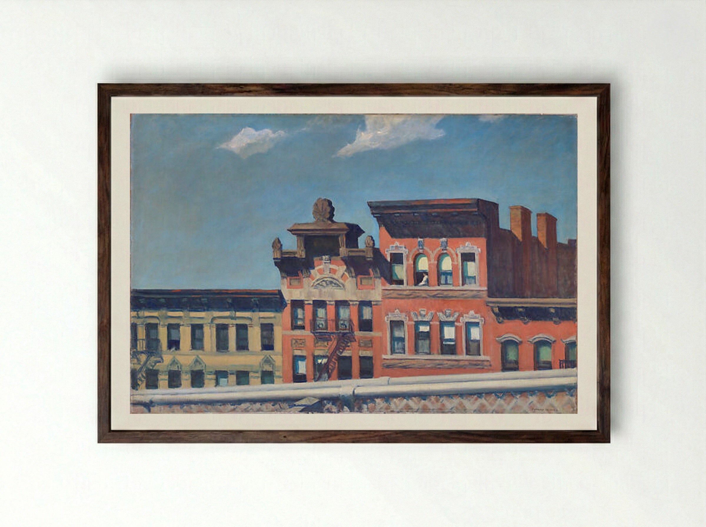 From Williamsburg Bridge - Edward Hopper - Framed Print Dark Wood