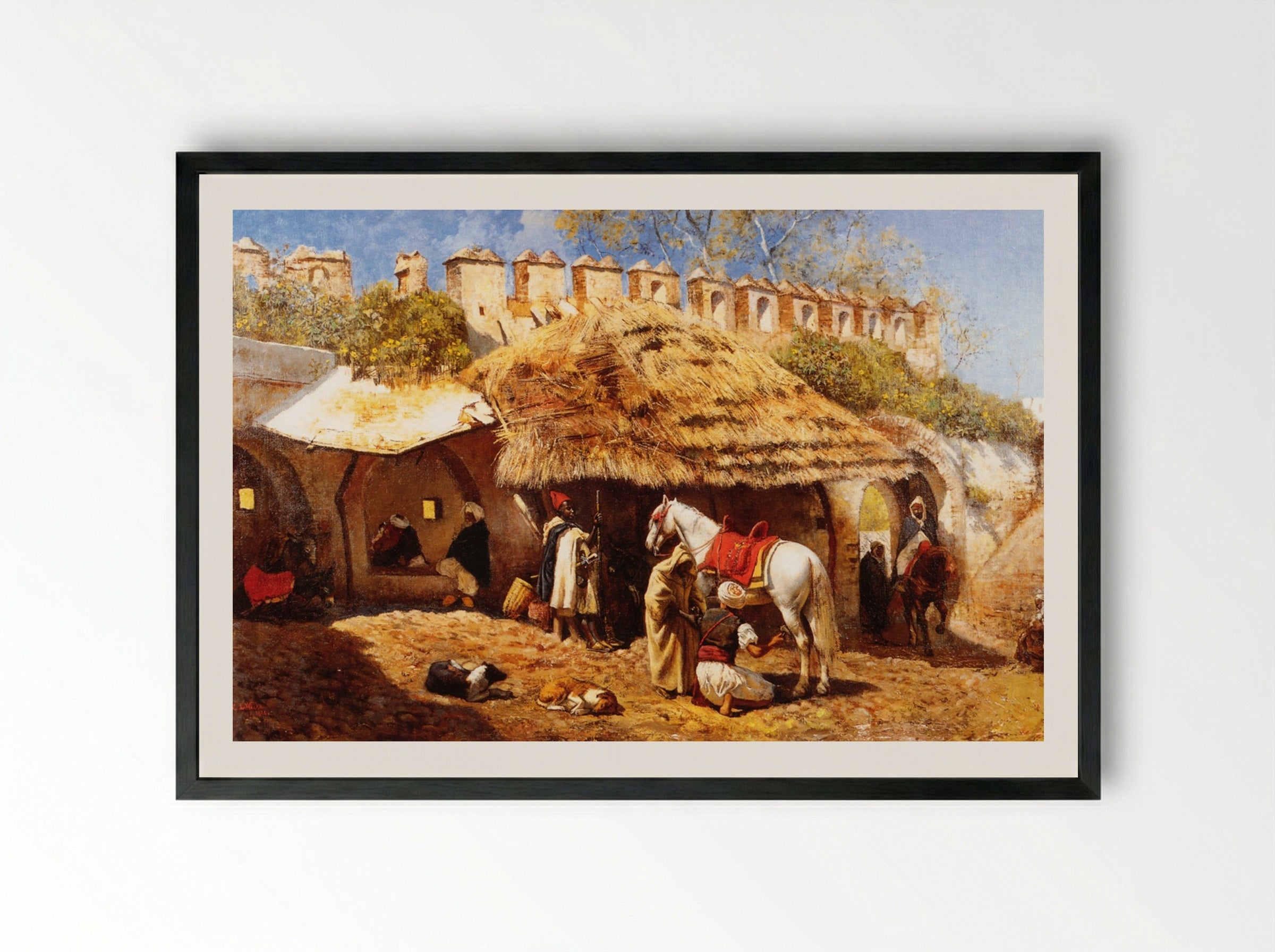Blacksmith Shop at Tangiers - Edwin Lord Weeks - Framed Print Black