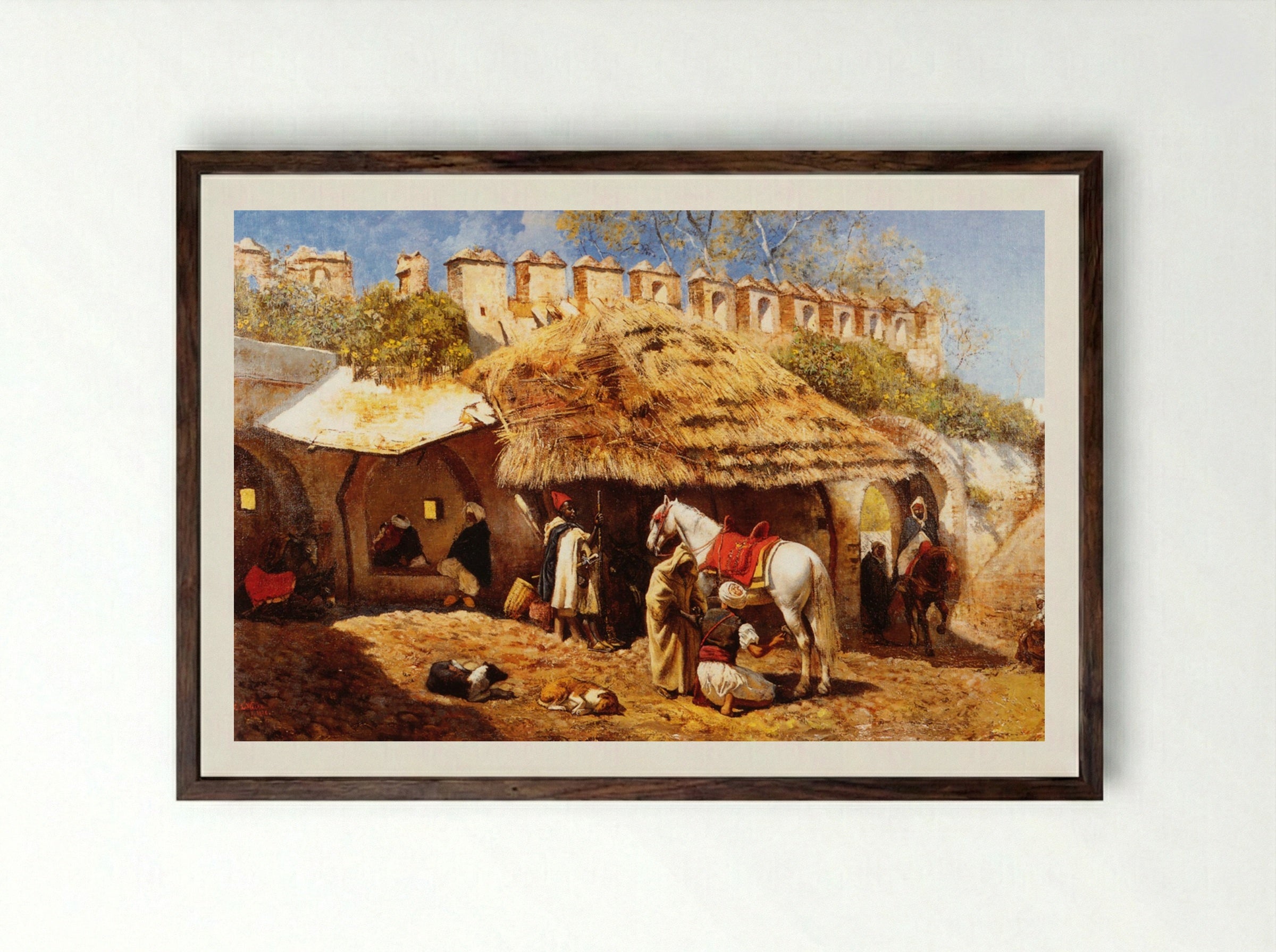 Blacksmith Shop at Tangiers - Edwin Lord Weeks - Framed Print Dark Wood