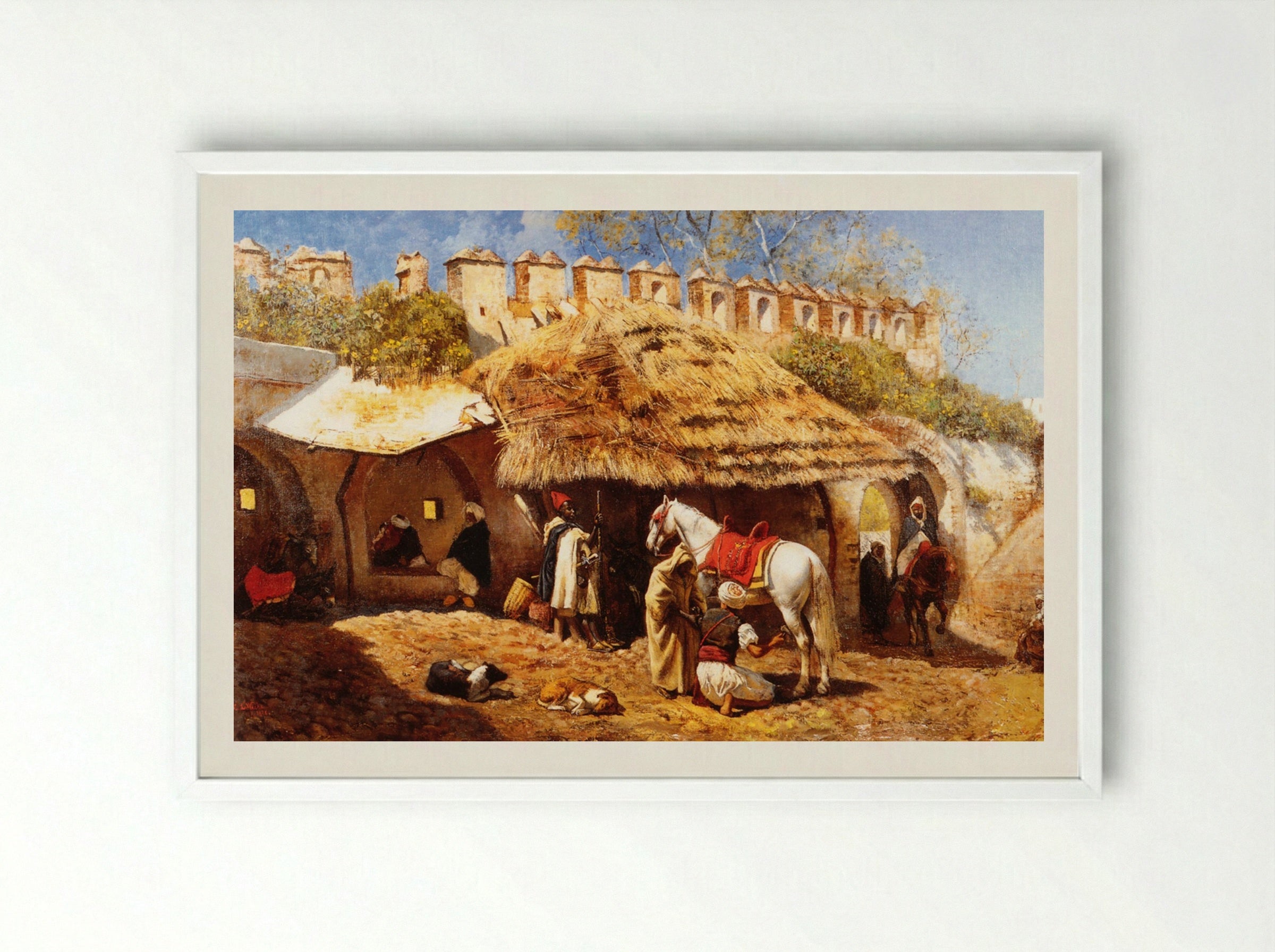 Blacksmith Shop at Tangiers - Edwin Lord Weeks - Framed Print White