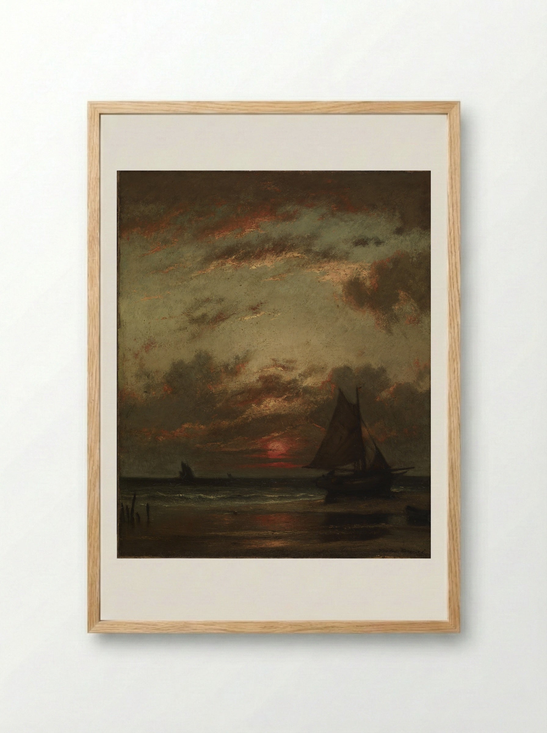Sunset on the Coast - Jules Dupré - Framed Print Wood