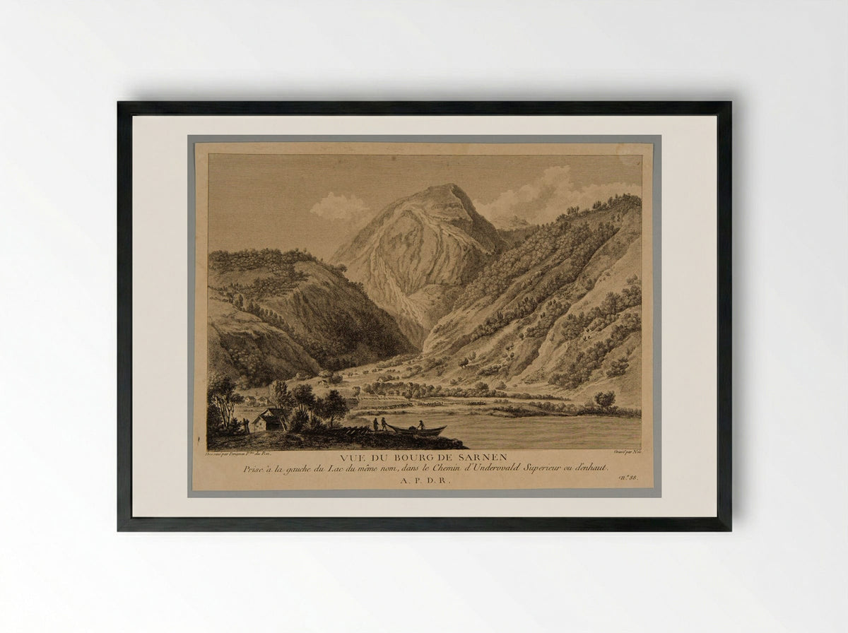 Vue du Bourg de Sarnen - François Denis Née - Framed Print Black
