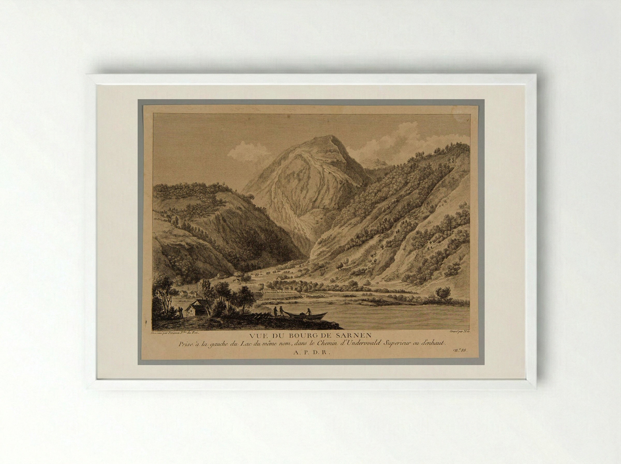 Vue du Bourg de Sarnen - François Denis Née - Framed Print White