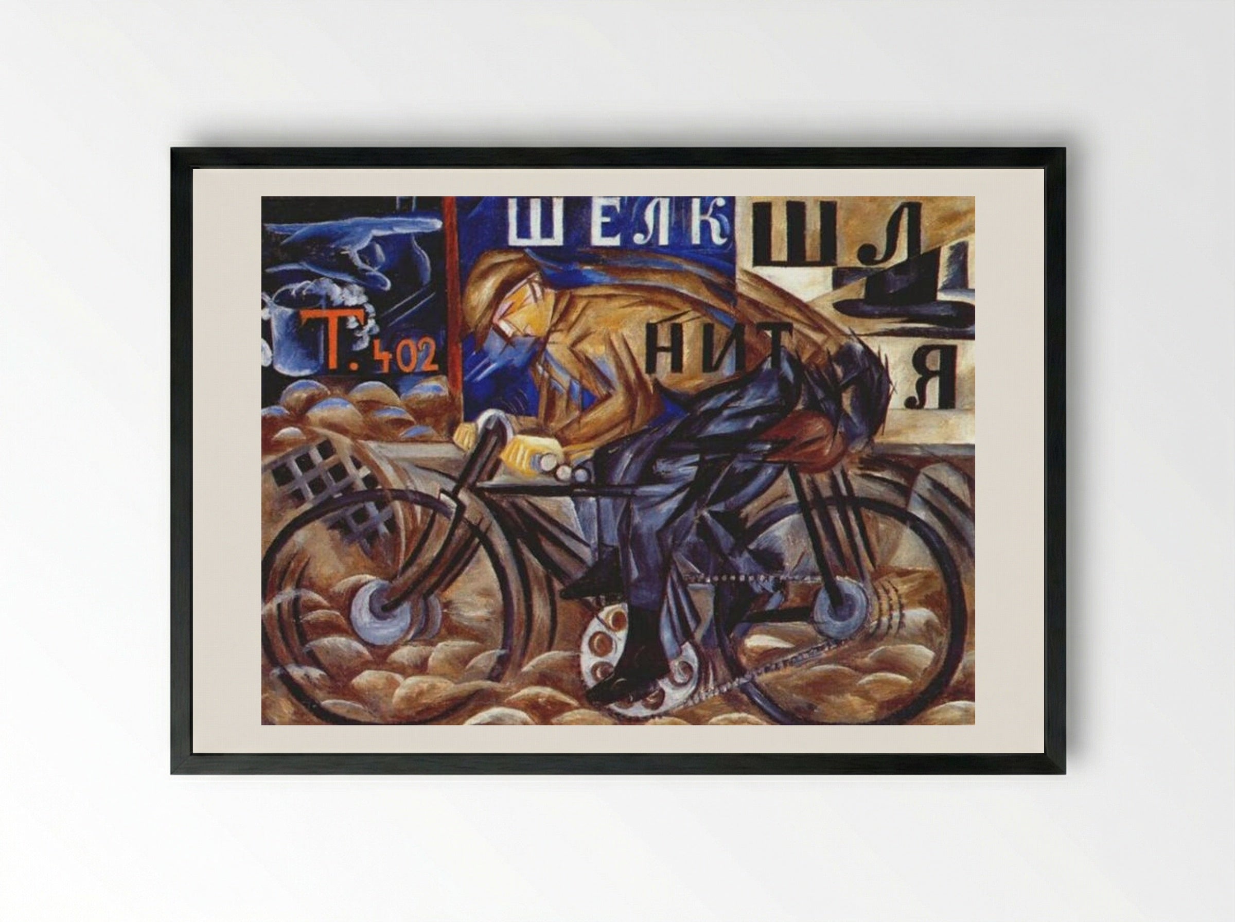 Cyclist - Natalia Goncharova - Framed Print Black