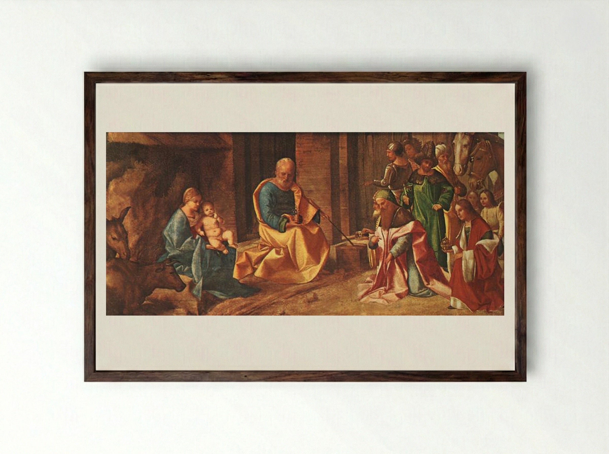 The Adoration of the Kings - Giorgione - Framed Print Dark Wood