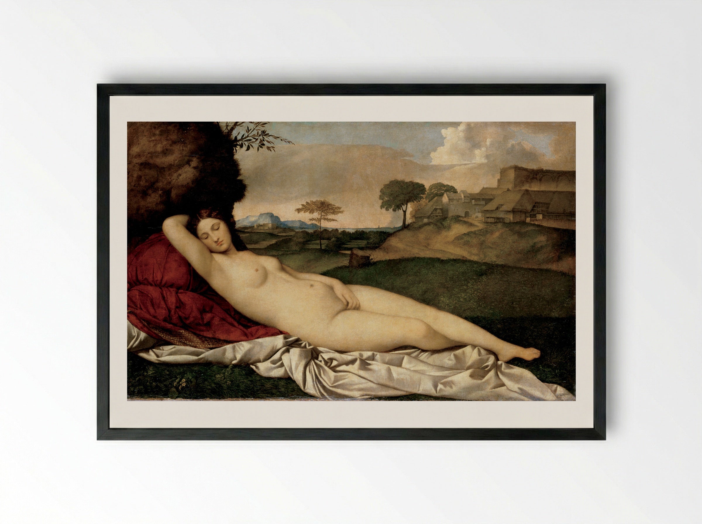 The Sleeping Venus - Giorgione - Framed Print Black