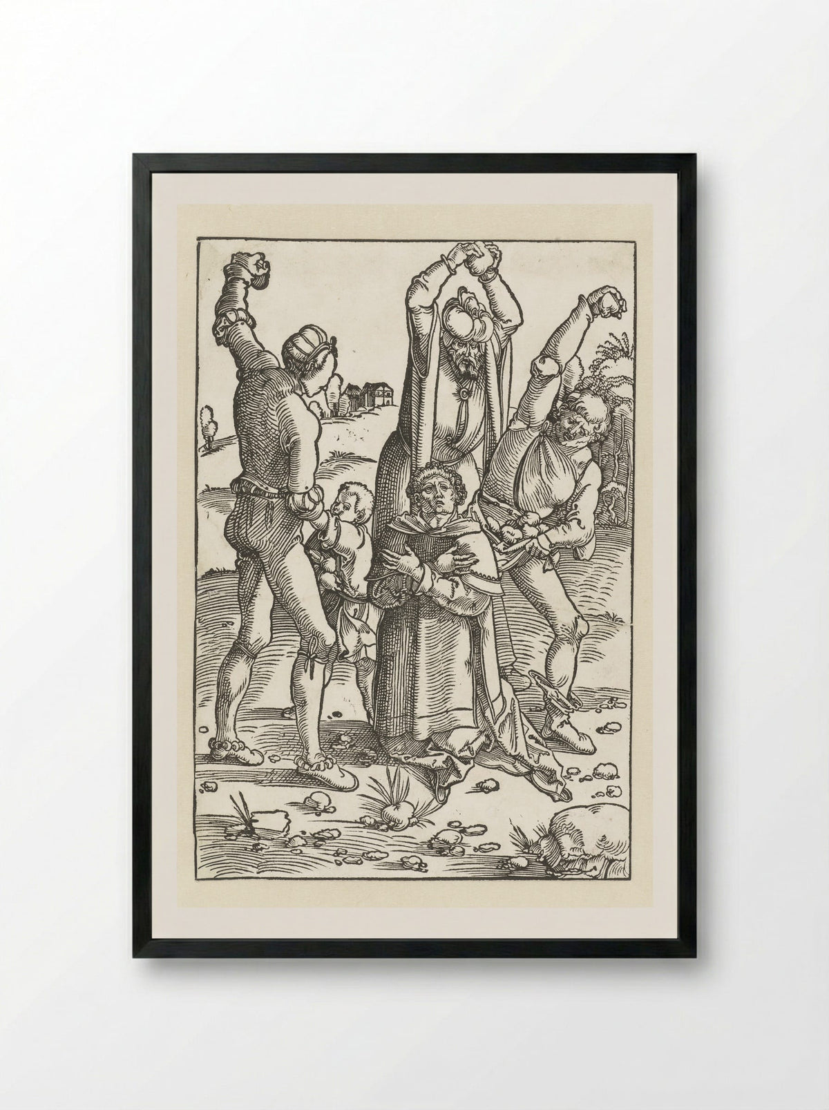 The Stoning of Saint Stephen - Hans Baldung Grien - Framed Print Black