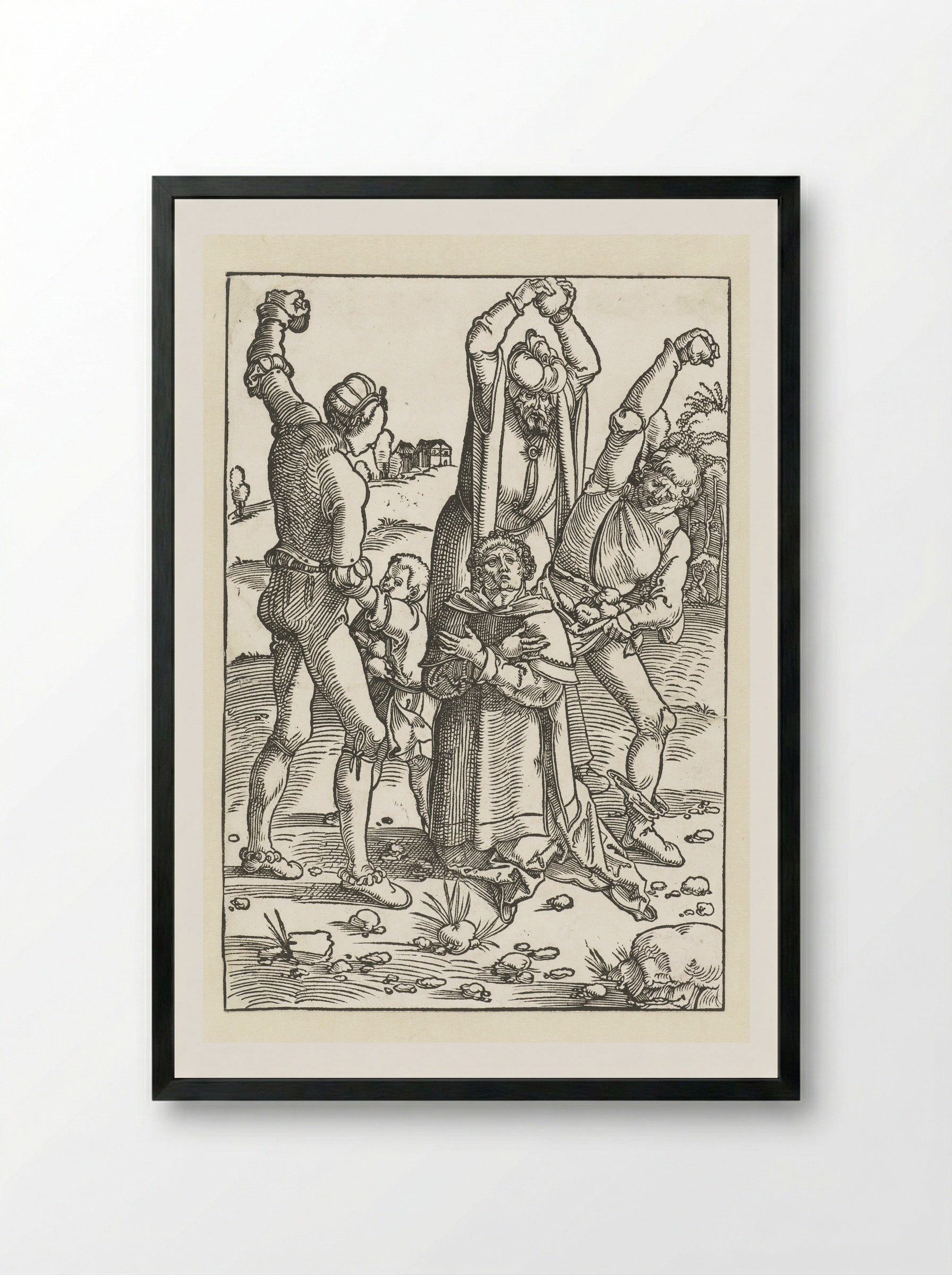 The Stoning of Saint Stephen - Hans Baldung Grien - Framed Print Black