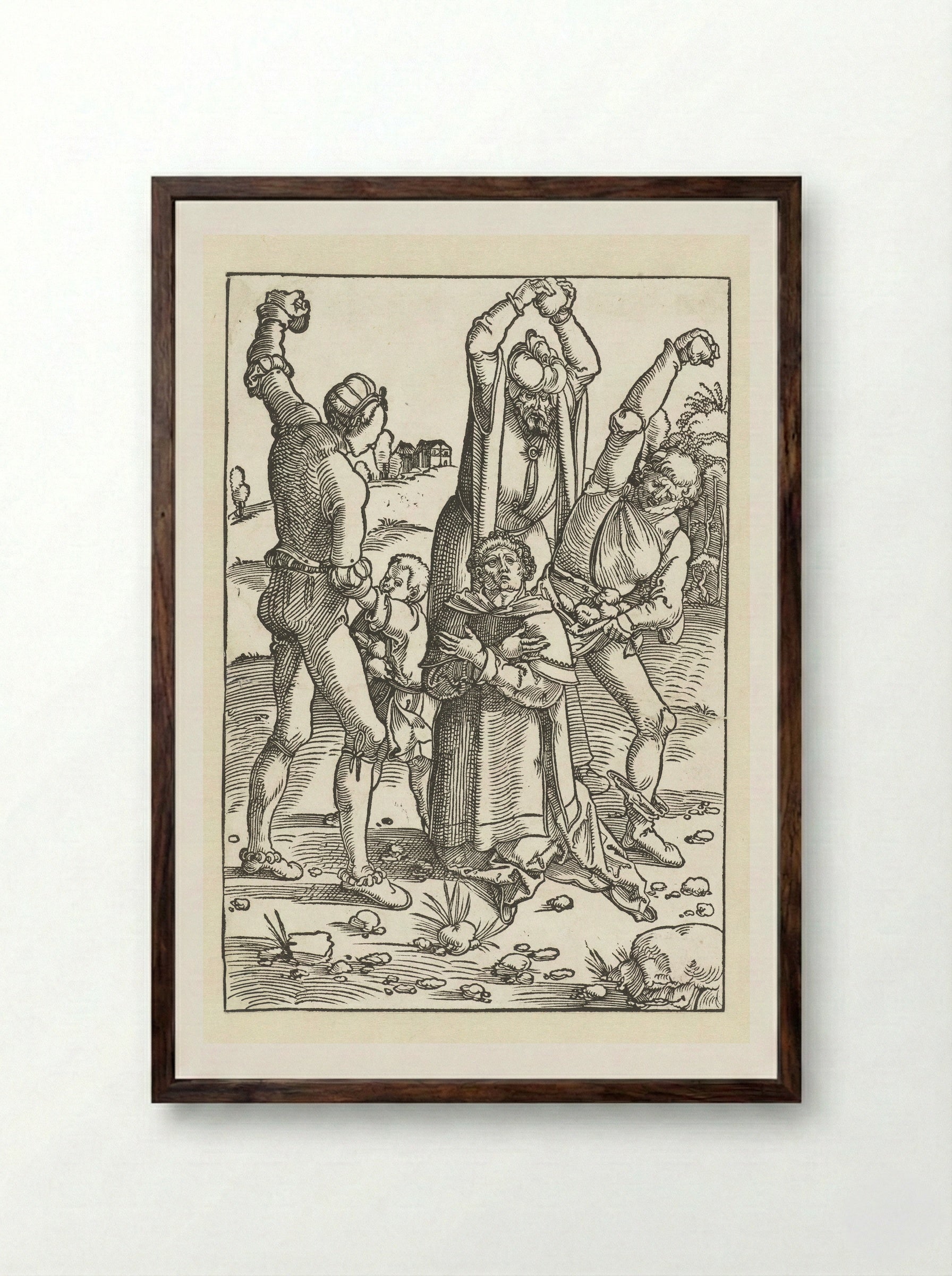 The Stoning of Saint Stephen - Hans Baldung Grien - Framed Print Dark Wood