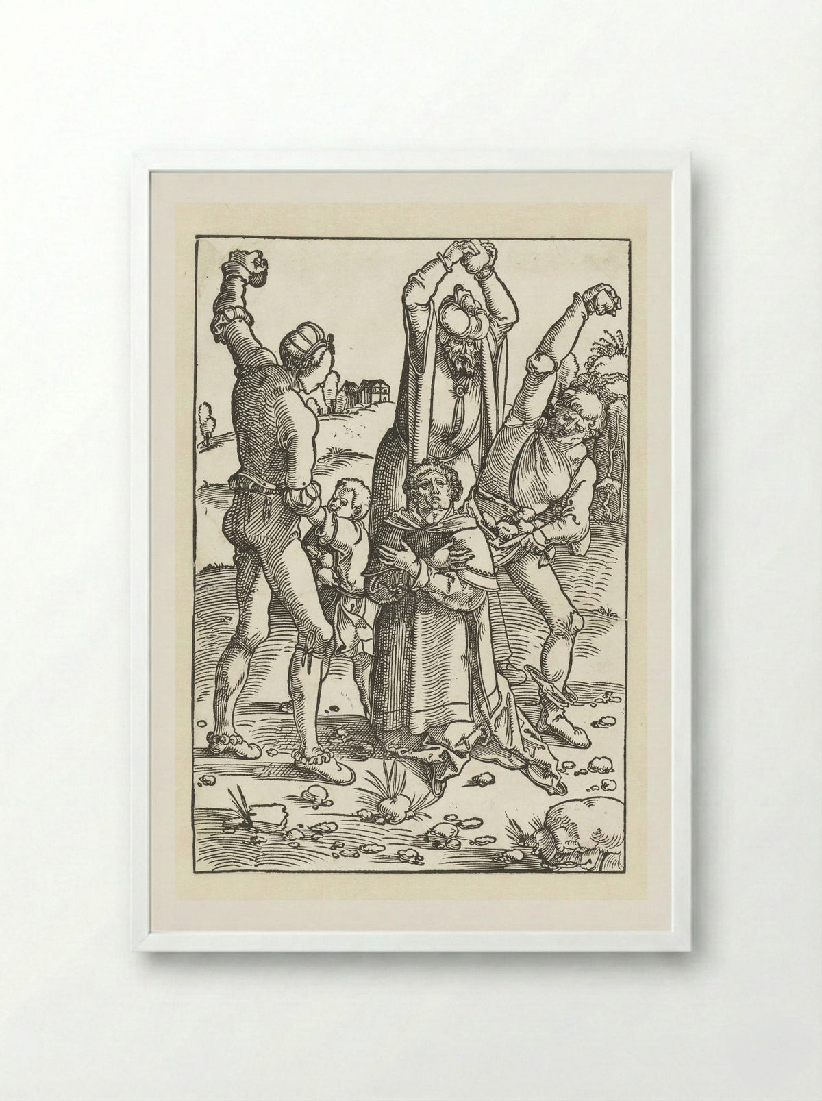 The Stoning of Saint Stephen - Hans Baldung Grien - Framed Print White