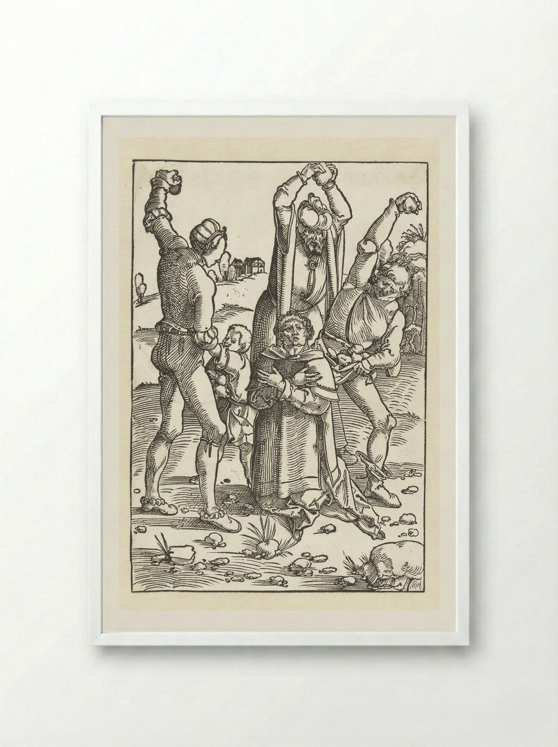 The Stoning of Saint Stephen - Hans Baldung Grien - Framed Print White