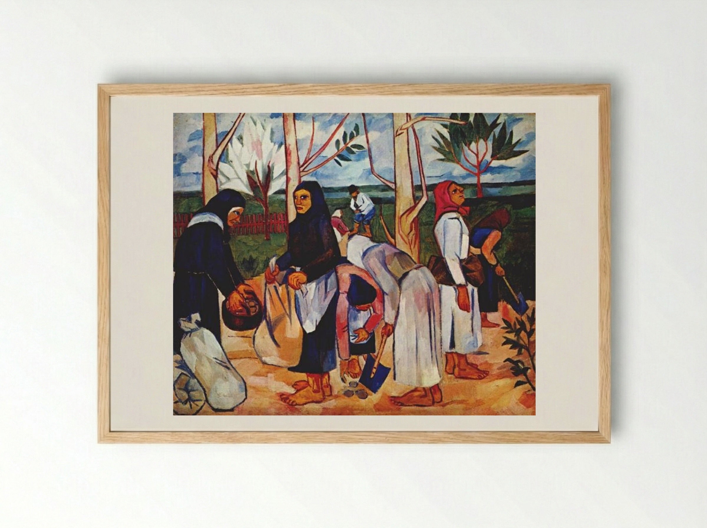 Planting Potatoes - Natalia Goncharova - Framed Print Wood