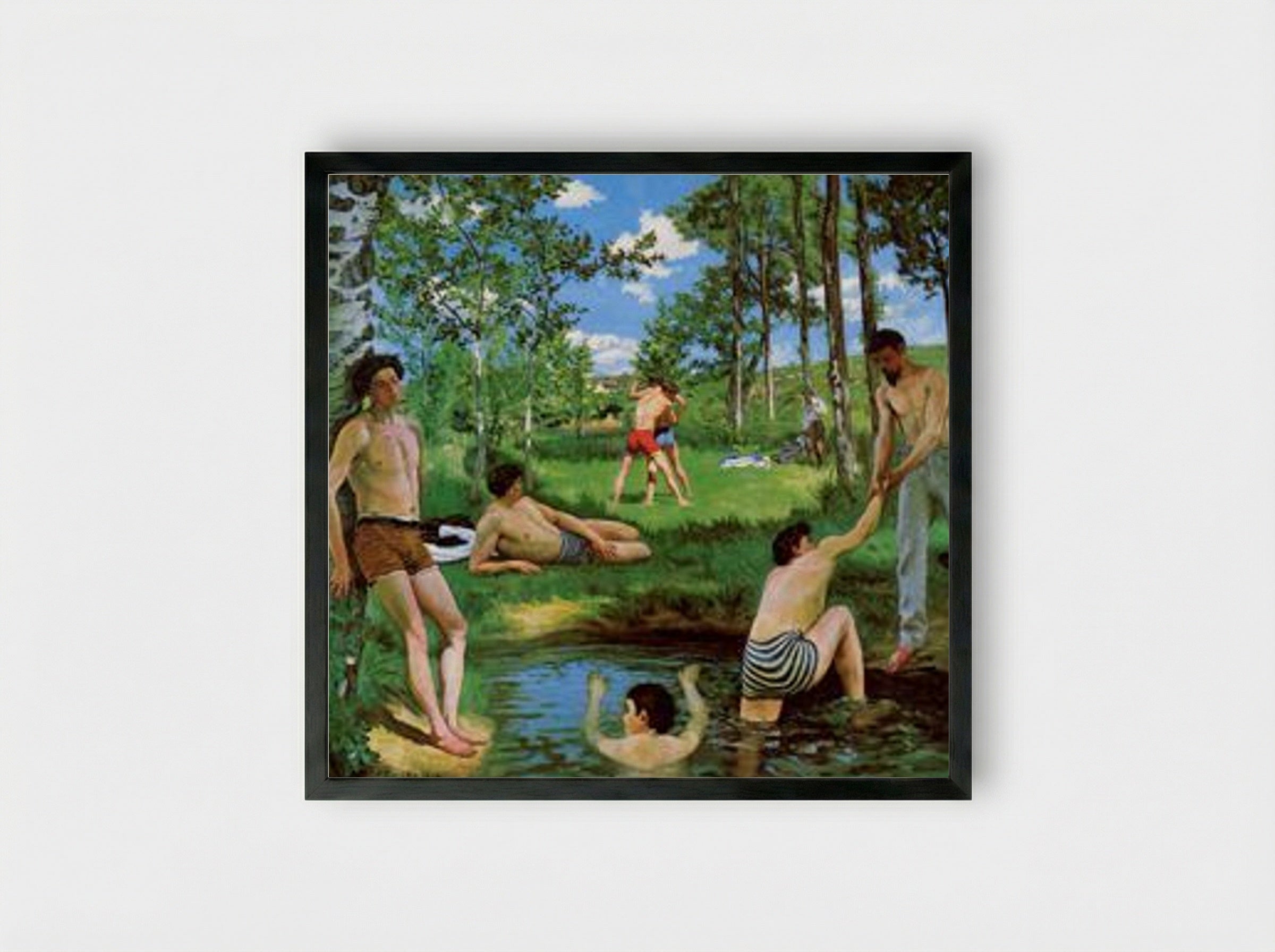 Bathers (Summer Scene) - Frederic Bazille - Framed Print Black
