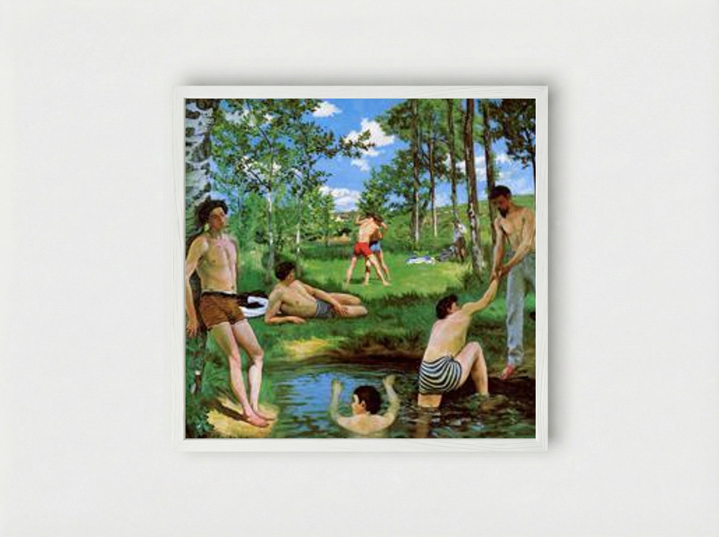 Bathers (Summer Scene) - Frederic Bazille - Framed Print White