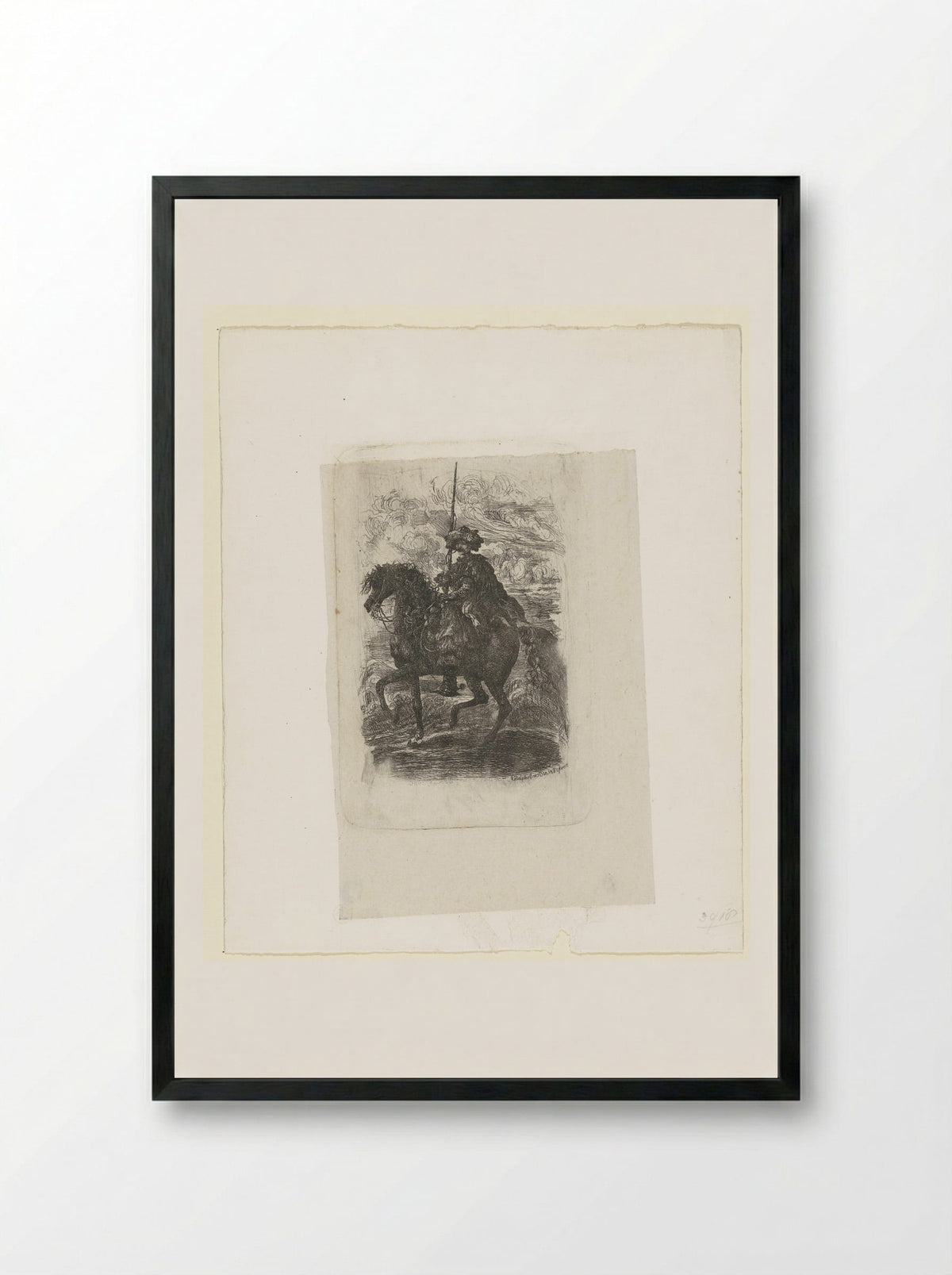 Man in Eastern Costume on Horseback - Auguste Delâtre - Framed Print Black