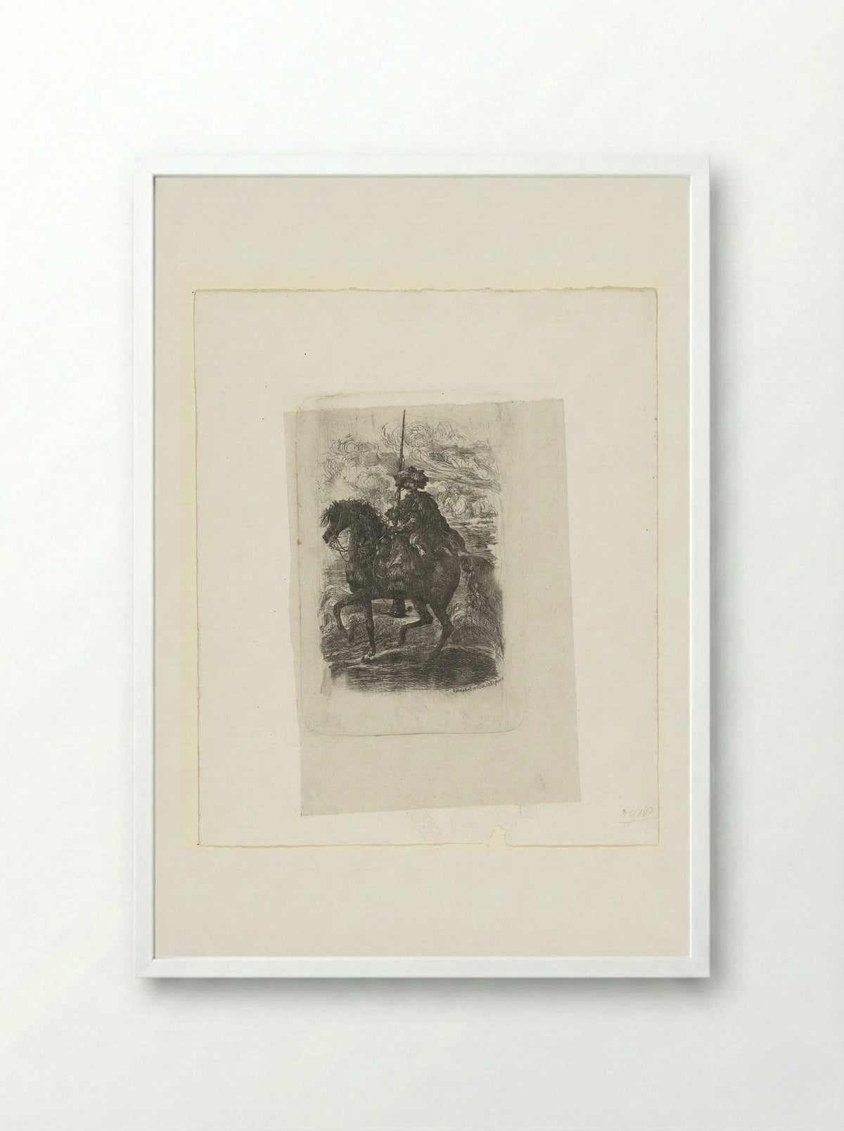 Man in Eastern Costume on Horseback - Auguste Delâtre - Framed Print White