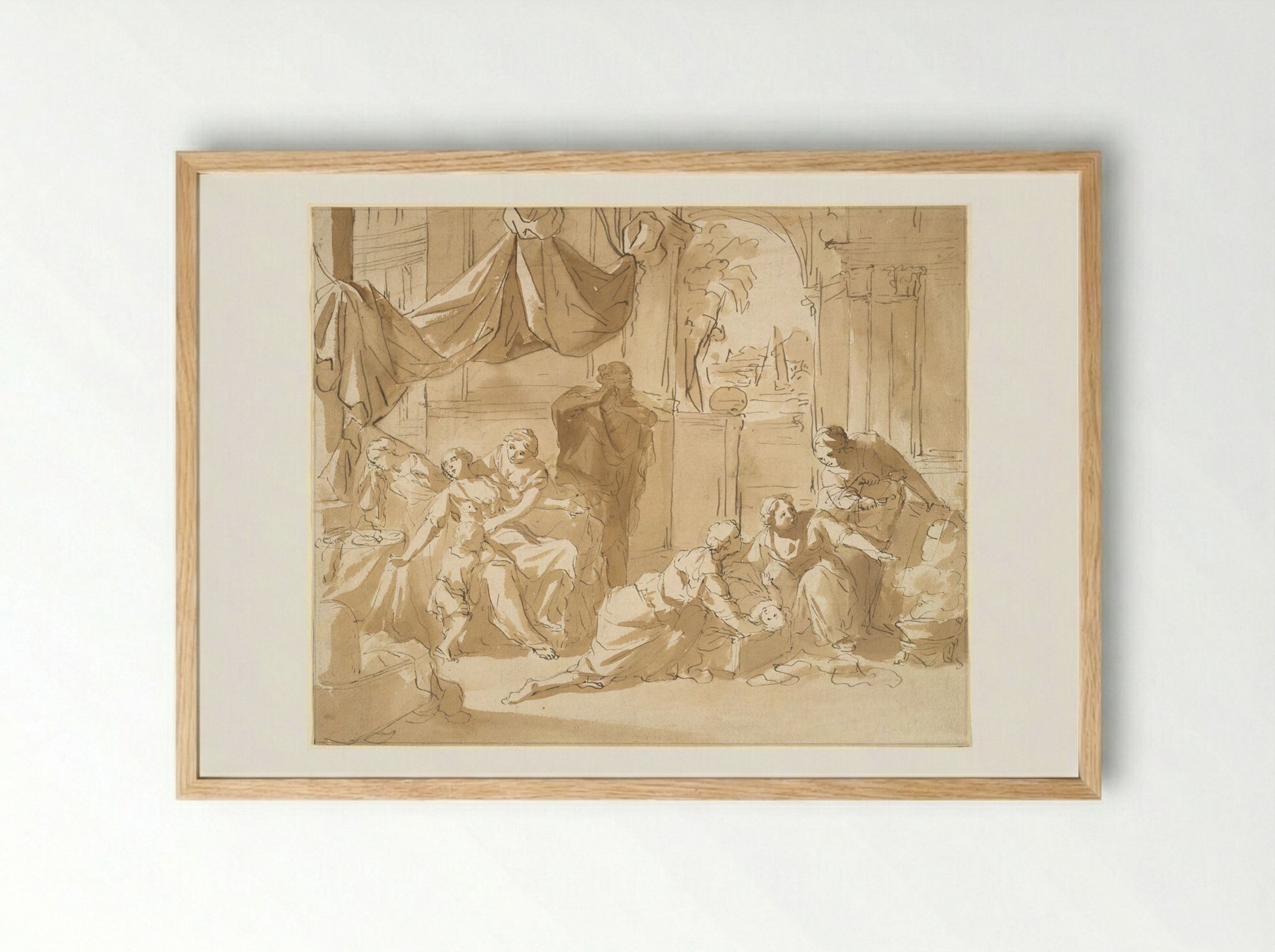 Departure of the Infant Moses - Nicolaas Verkolje - Framed Print Wood