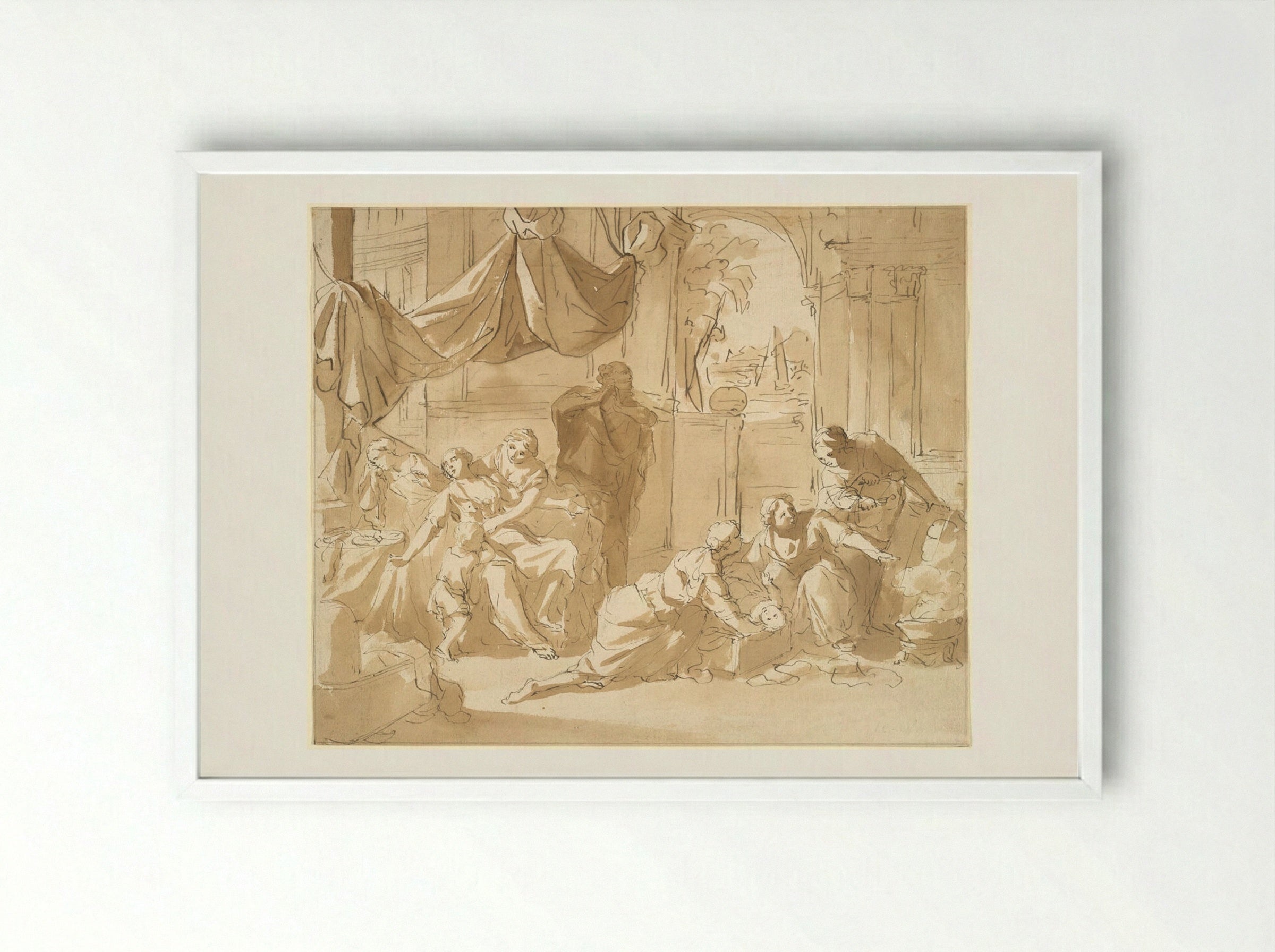 Departure of the Infant Moses - Nicolaas Verkolje - Framed Print White