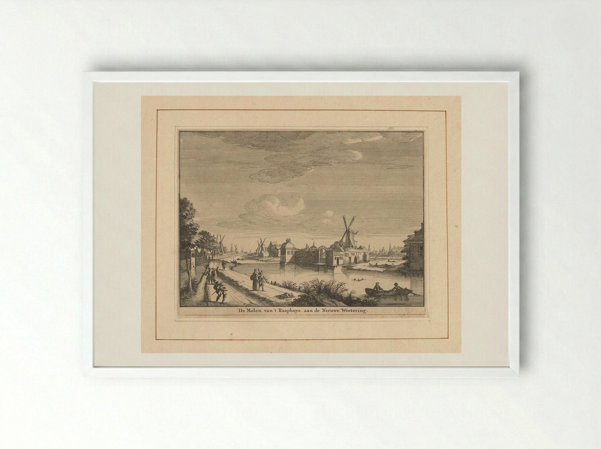 Gezicht op de Rasphuismolen te Amsterdam - Jan Goeree - Framed Print White