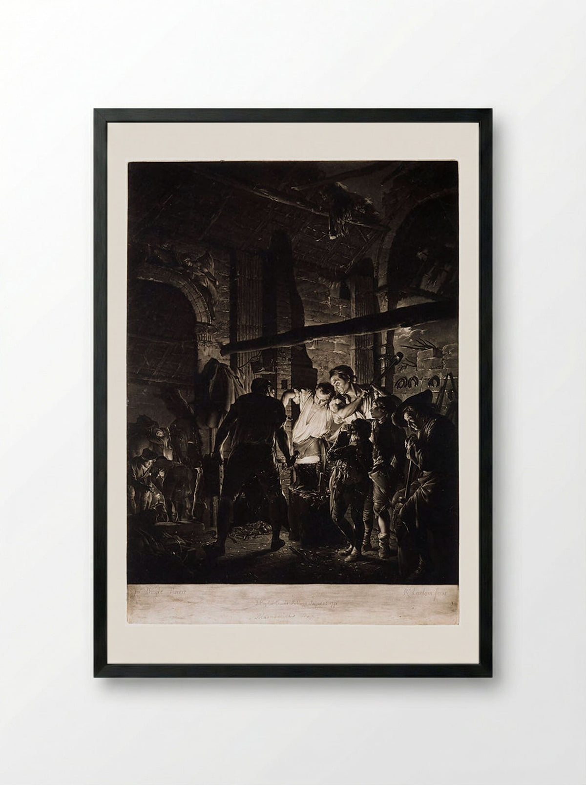 The Blacksmith's Shop - Richard Earlom - Framed Print Black