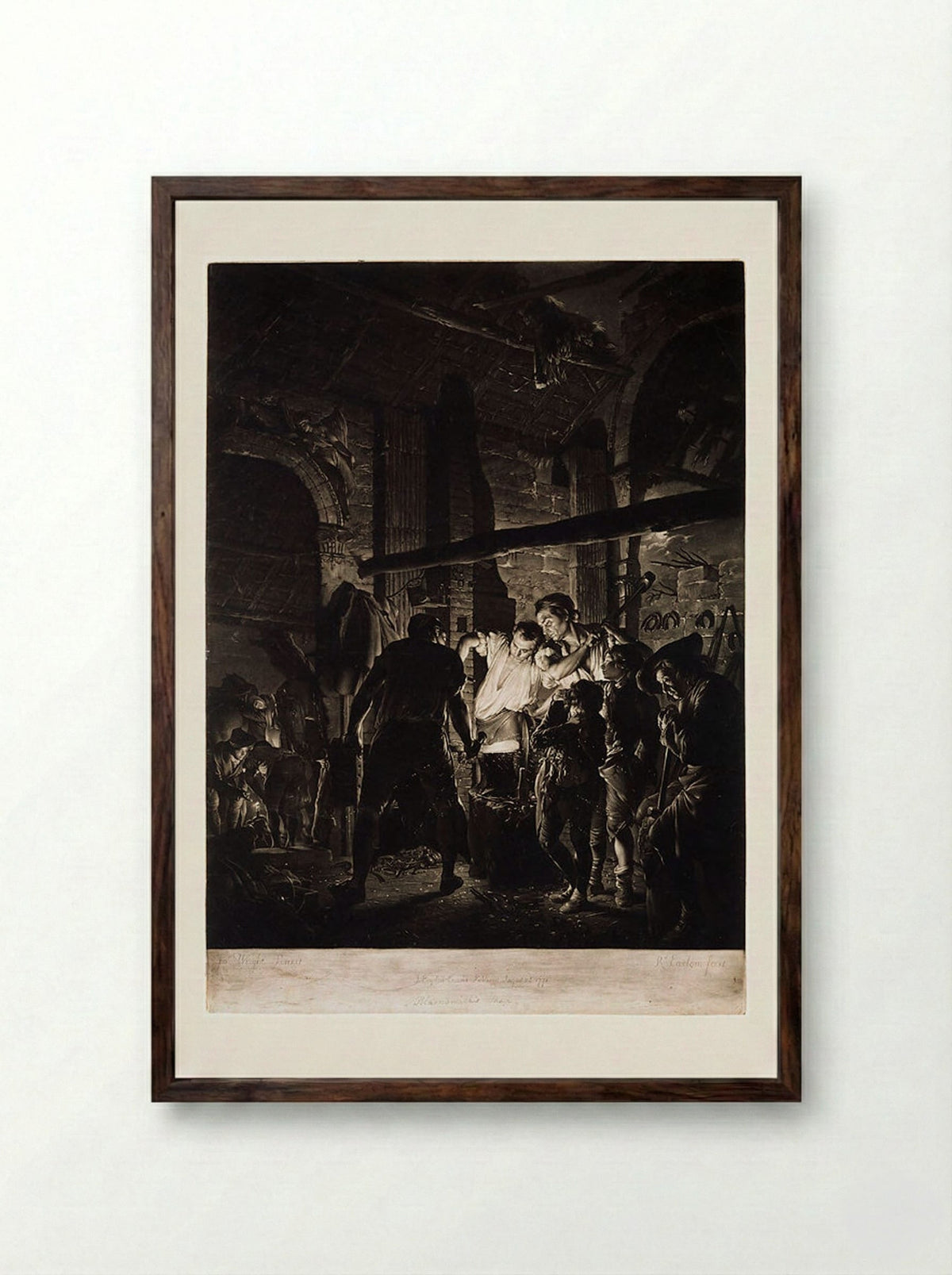 The Blacksmith's Shop - Richard Earlom - Framed Print Dark Wood