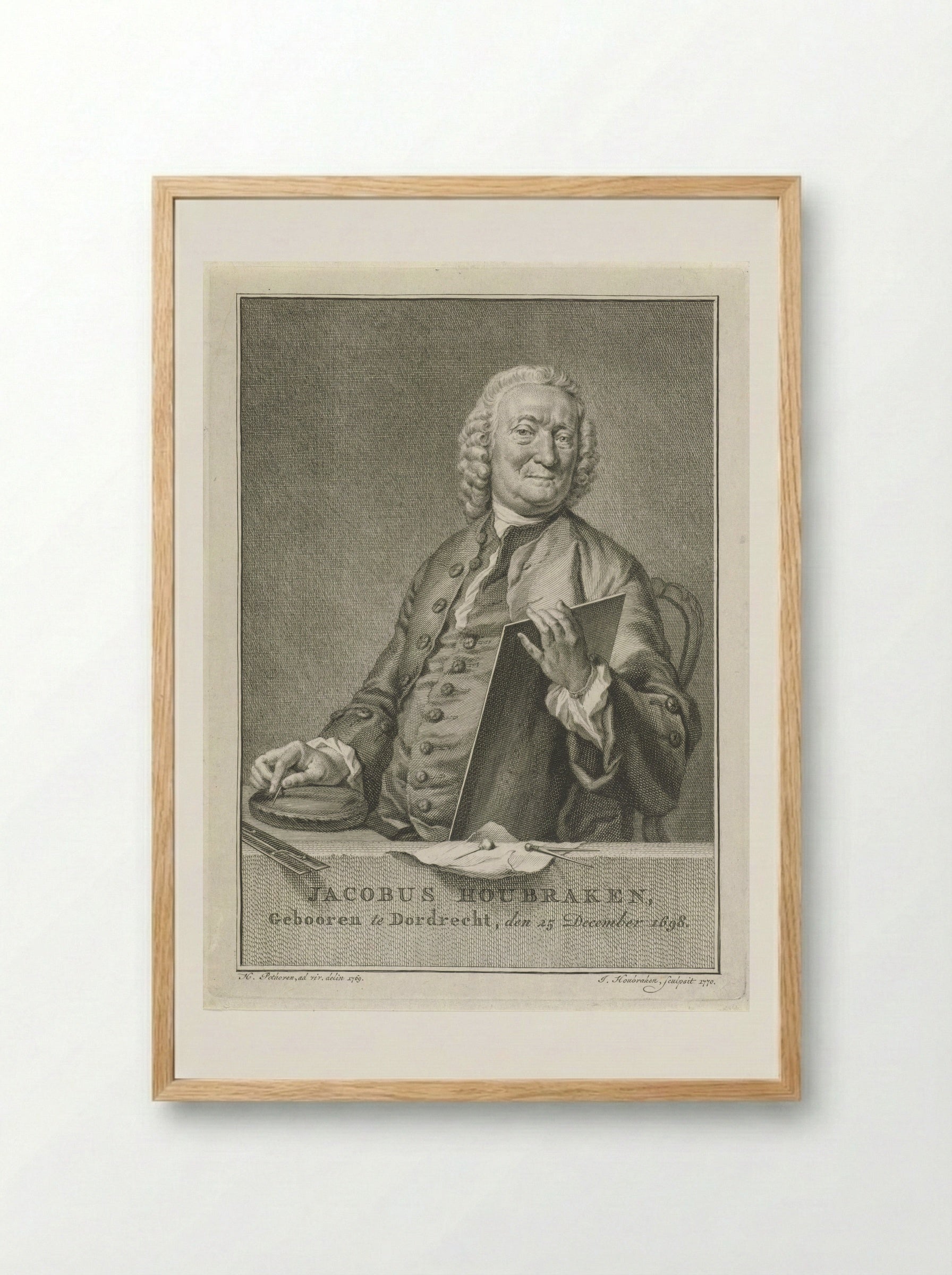 Portret van Pieter Langendijk - Jacob Houbraken - Framed Print Wood