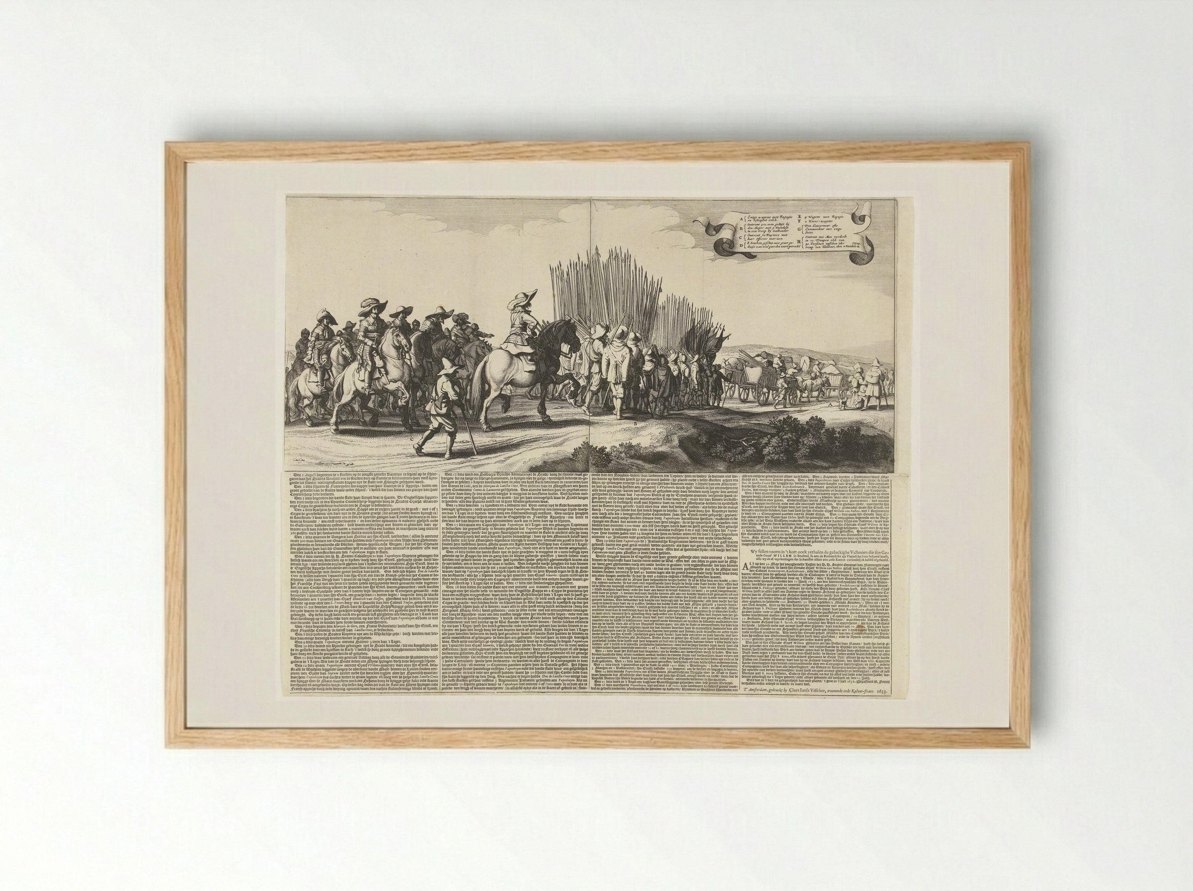 Uittocht van het Spaanse leger uit Maastricht, 1632 (platen 5 en 6) - Jan van de Velde II - Framed Print Wood