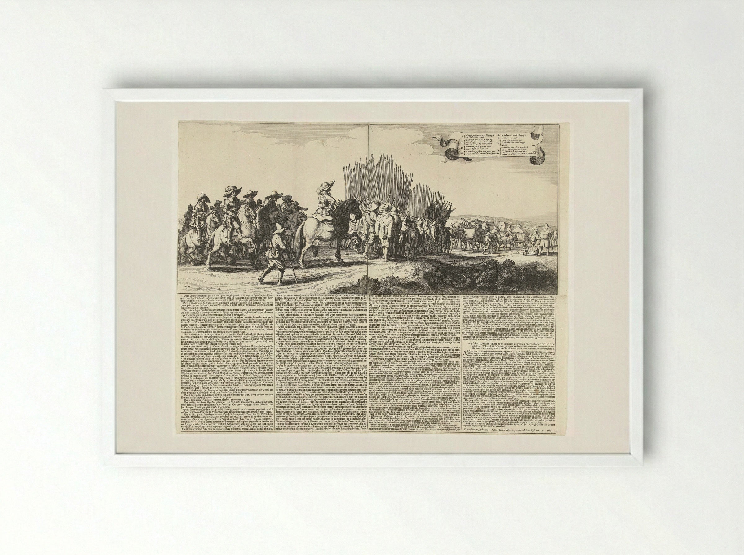 Uittocht van het Spaanse leger uit Maastricht, 1632 (platen 5 en 6) - Jan van de Velde II - Framed Print White